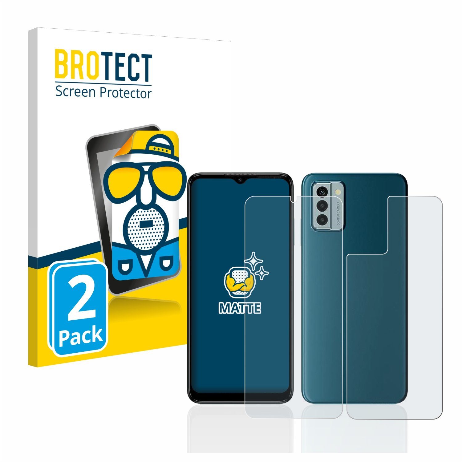 BROTECT Schutzfolie für Nokia G22 (Display+Rückseite), Displayschutzfolie, 2 Stück, Folie matt entspiegelt