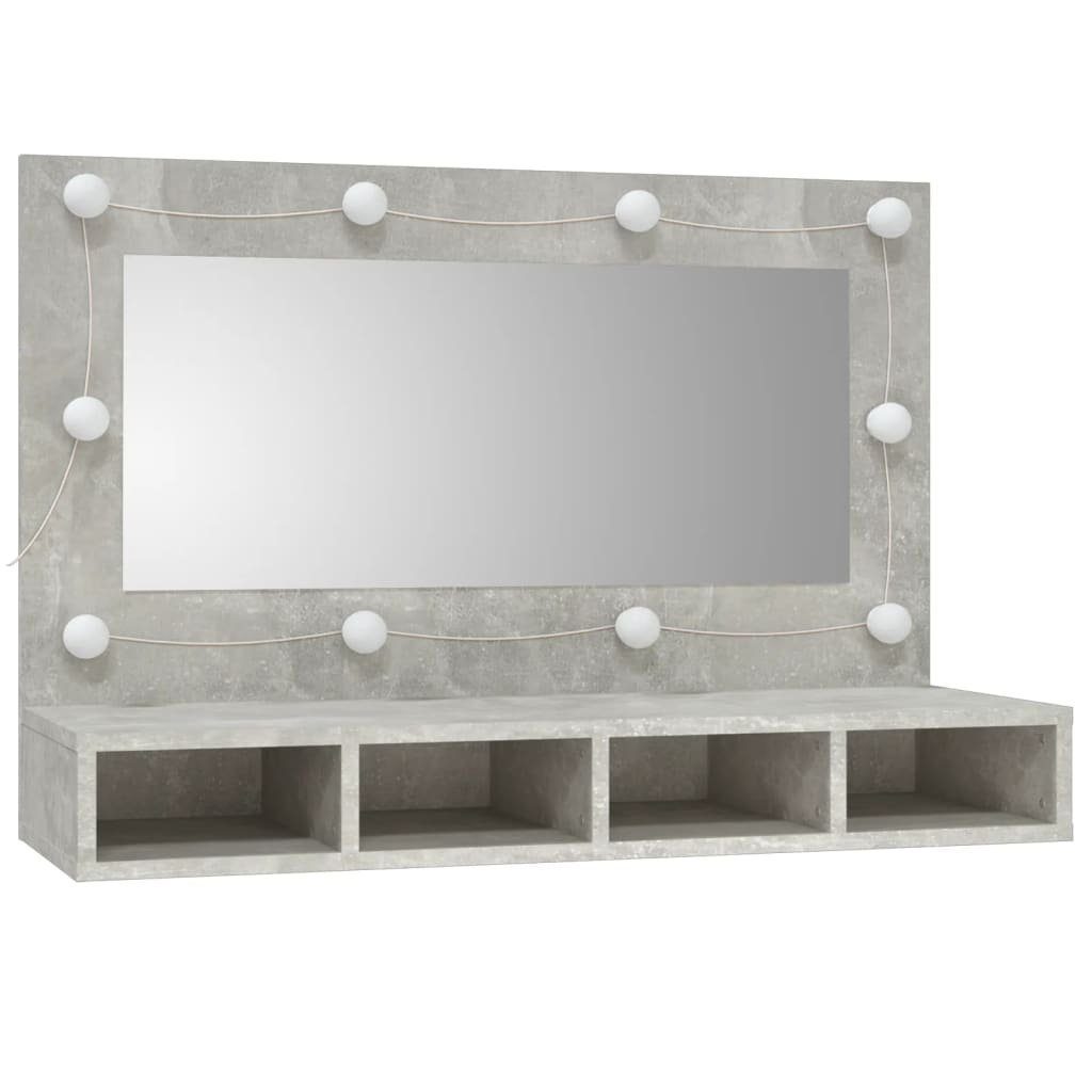 vidaXL 90x31,5x62 mit Betongrau Badezimmerspiegelschrank (1-St) LED Spiegelschrank cm