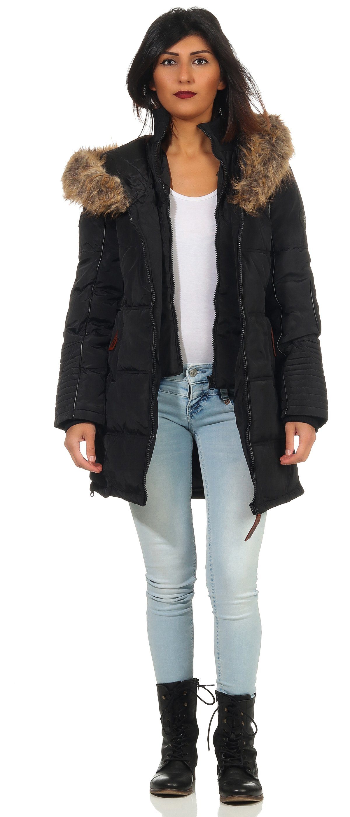 Geographical Norway Winterjacke Damen Outdoor Jacke G-Blustery by leyoley in Unifarbe, mit XXL-Kapuze
