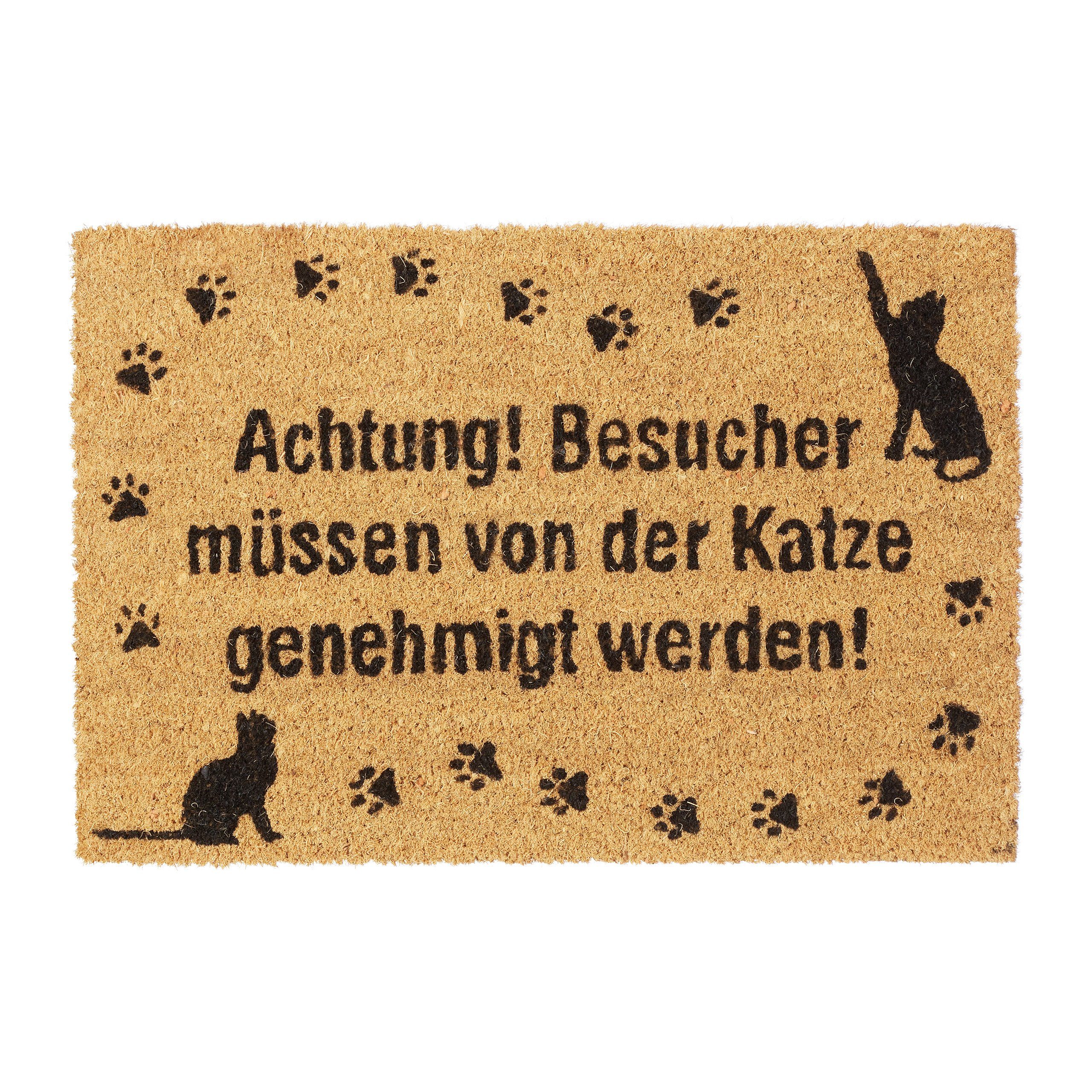 relaxdays Fußmatte Kokos Katze, Höhe: 15 günstig online kaufen