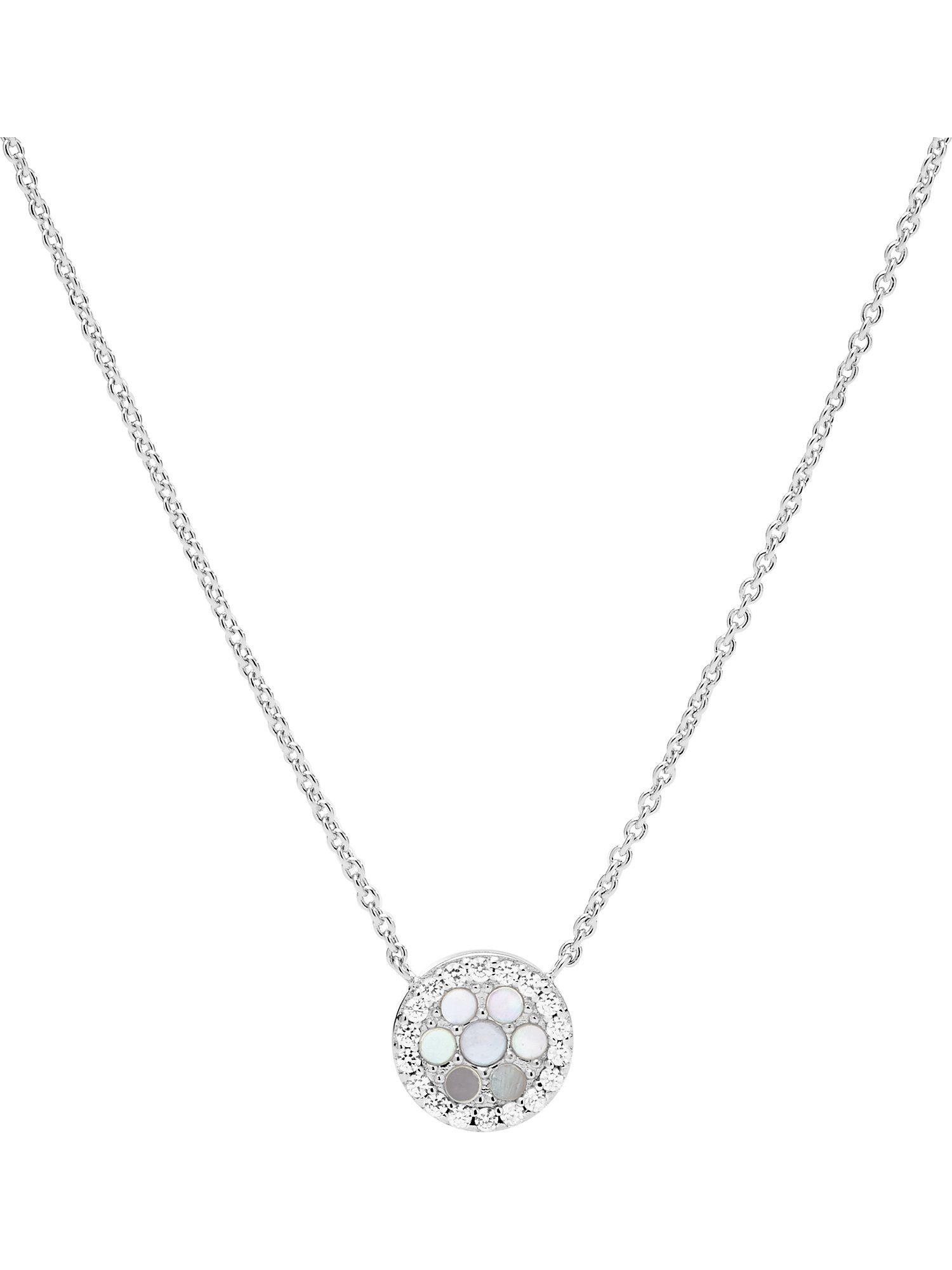 Collier Fossil Damen-Kette 925er Silber Perlmutt