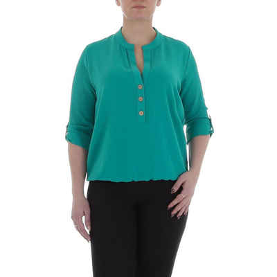 Ital-Design Crinklebluse Damen Elegant Bluse in Grün