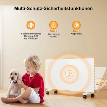 EMKE Elektro-Heizkörper 2000W Elektrisch Heizpaneel Elektro Heizkörper mit Überhitzungsschutz, WiFi-Steuerung,Kippschutz,Standgerät & Wandmontage Elektroheizung