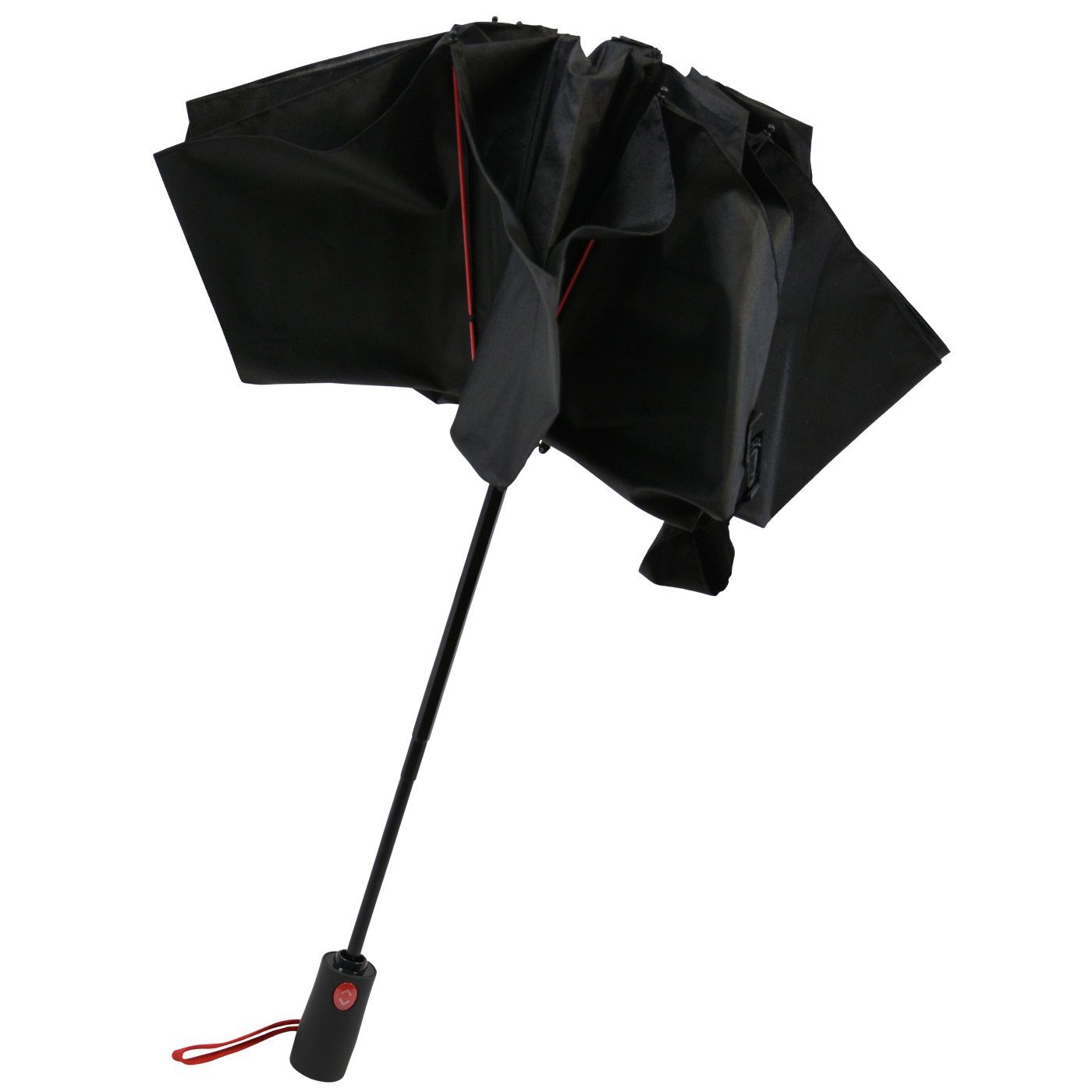 schwarz-rot umgekehrt Taschenregenschirm stabilen öffnender iX-brella Reverse Fiberglas-Automatiksch, bunten Speichen mit