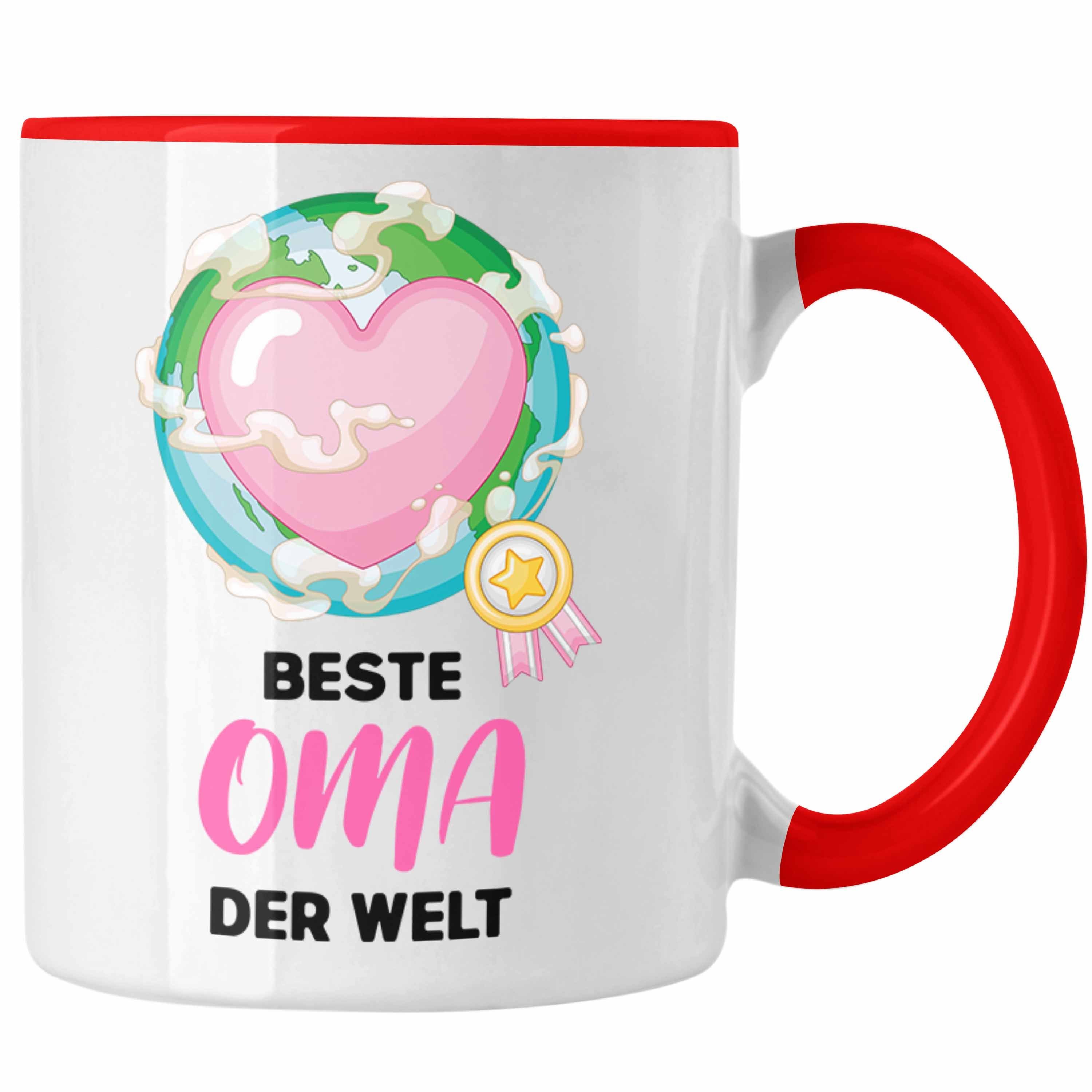 Trendation Tasse Trendation - Beste Oma Der Welt Geschenk Tasse Kaffeetasse Spruch Lustig von Enkel zum Geburtstag Weihnachten Rot