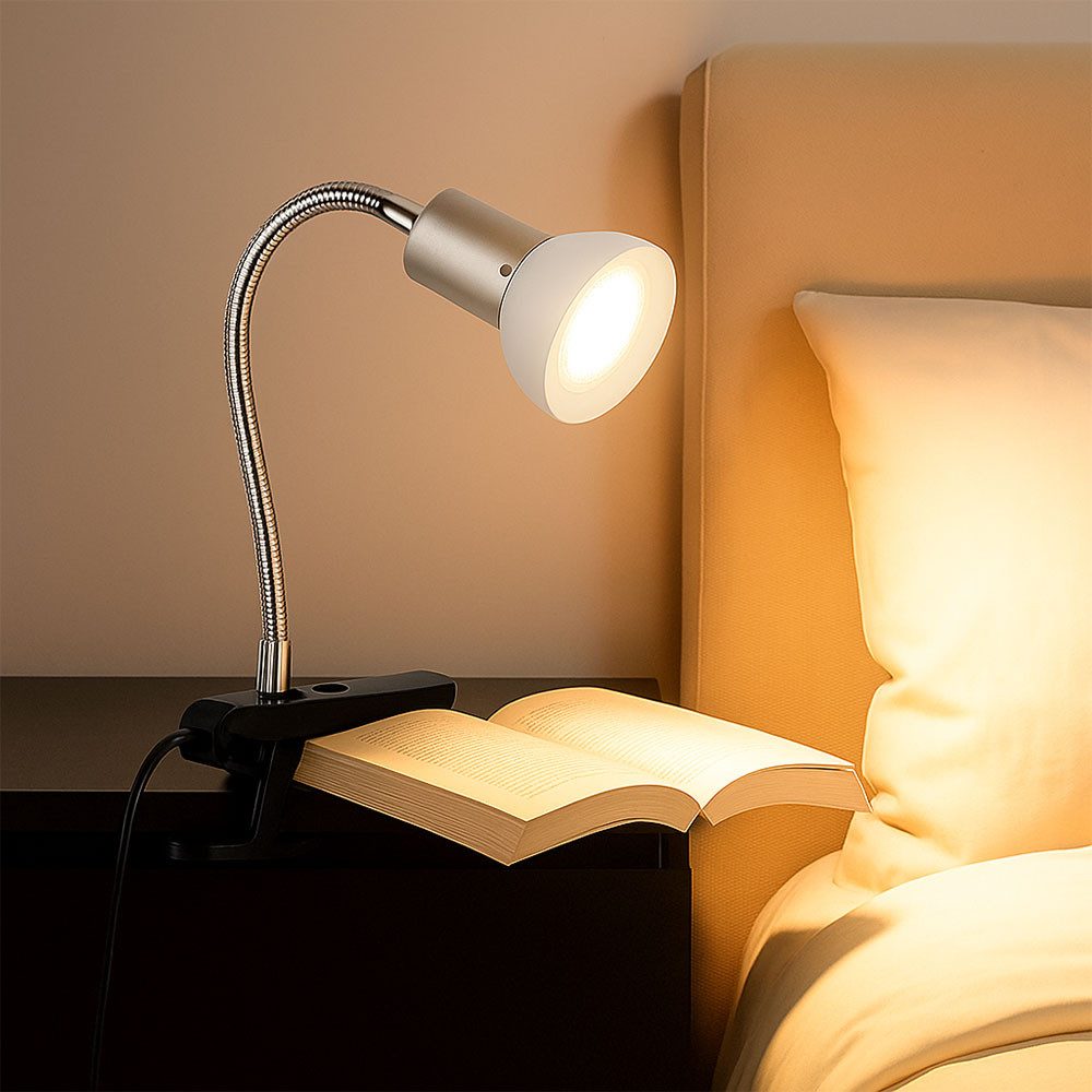 Briloner Leuchten LED Klemmleuchte, Leuchtmittel inklusive, Warmweiß, LED Klemmleuchte Tischleuchte Leselampe Flexo-Arm