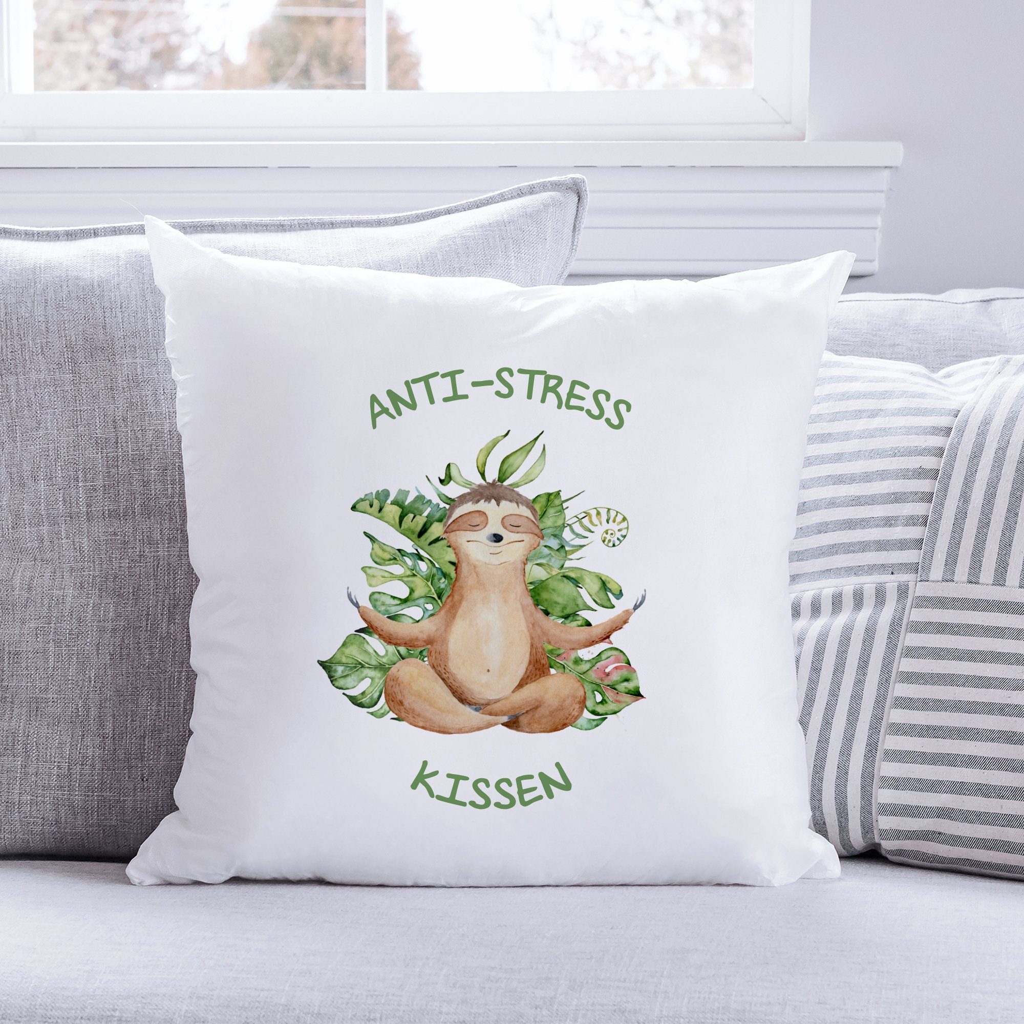 GRAVURZEILE Zierkissen mit Spruch - Anti-Stress Kissen - Lustiges Geschenk für Familie -, starke Farben ohne verblassen, Maschinenwäsche geeignet - mit Füllung