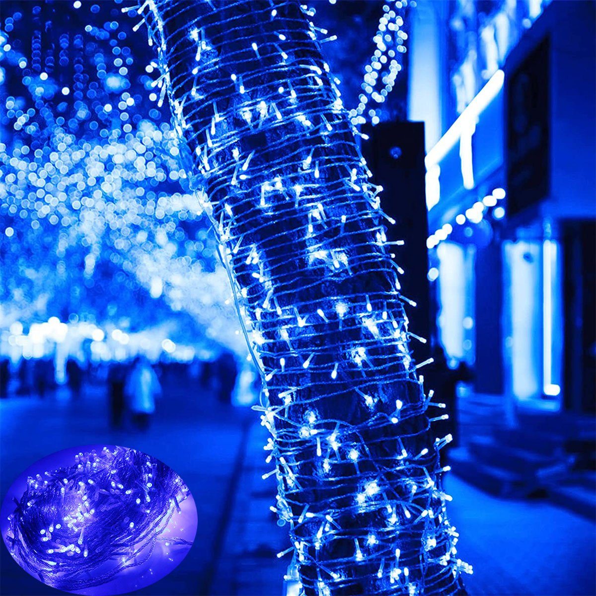 mit Weihnachtslichter LETGOSPT Lichterkette LEDs LED-Lichterkette 200 Modi blau 8