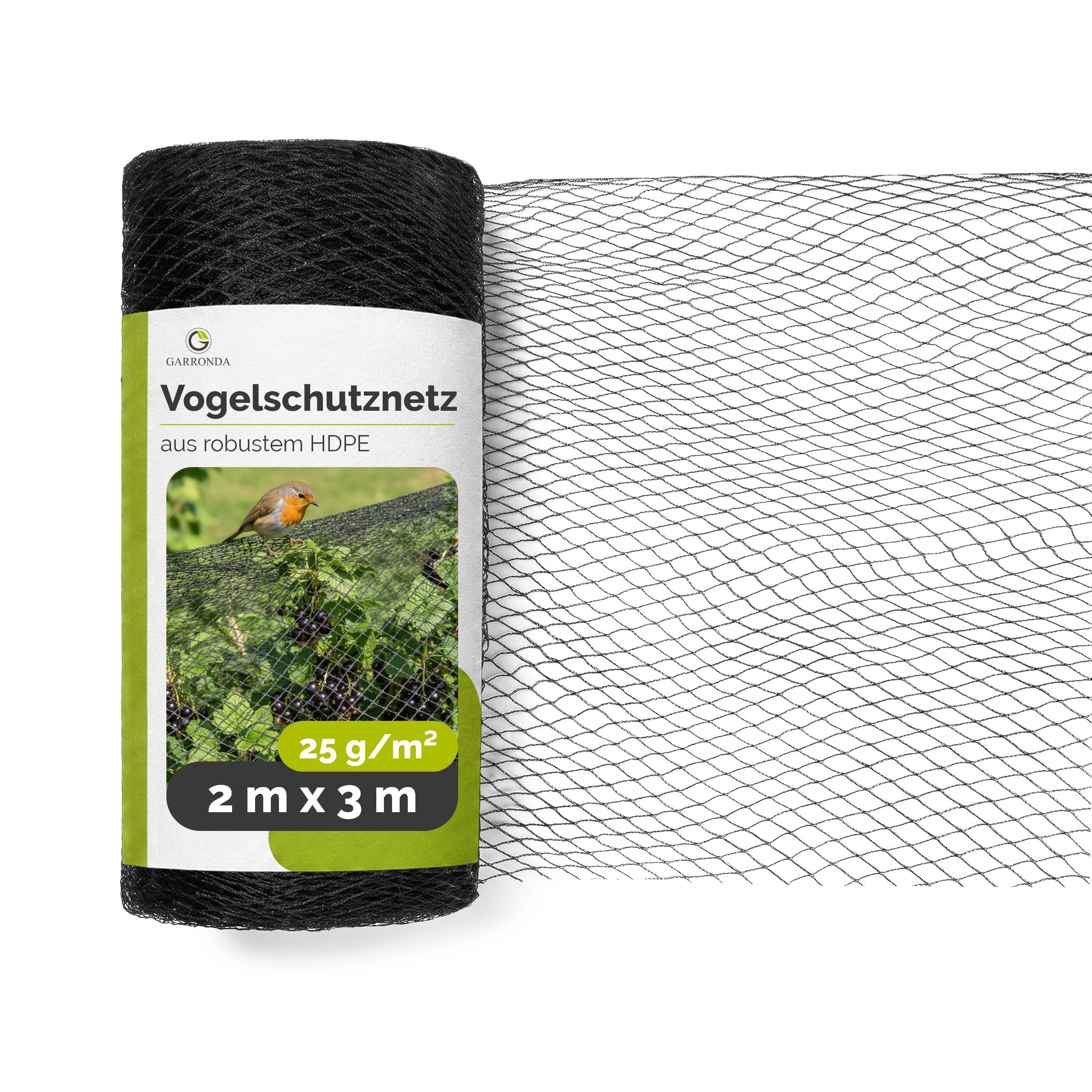 Garronda Schutznetz Vogelschutz HDPE 20 × 20 mm UV-beständig gegen Katzen GD-0194, BxL: 2x3 m, (1-St), UV-beständig; schützt Obst und Gemüse vor Vögeln und Katzen