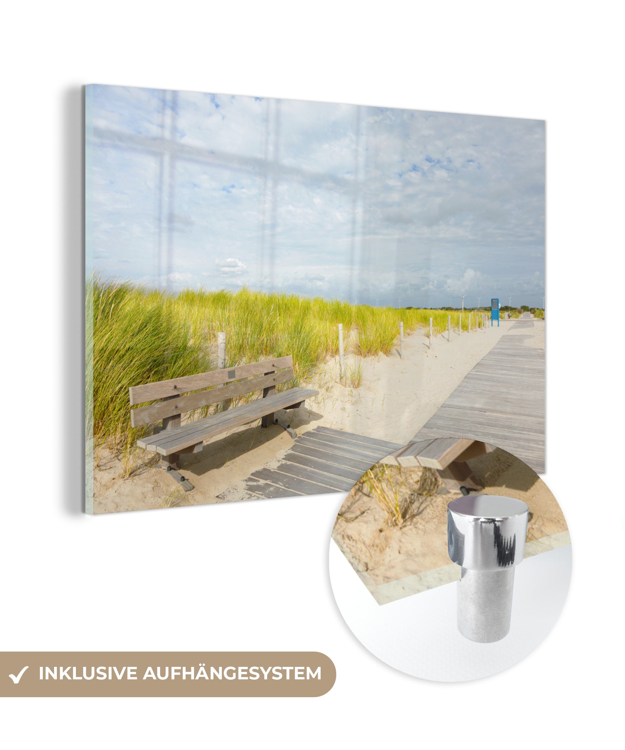 MuchoWow Acrylglasbild Starker Wind am niederländischen Strand, (1 St), Acrylglasbilder Wohnzimmer & Schlafzimmer