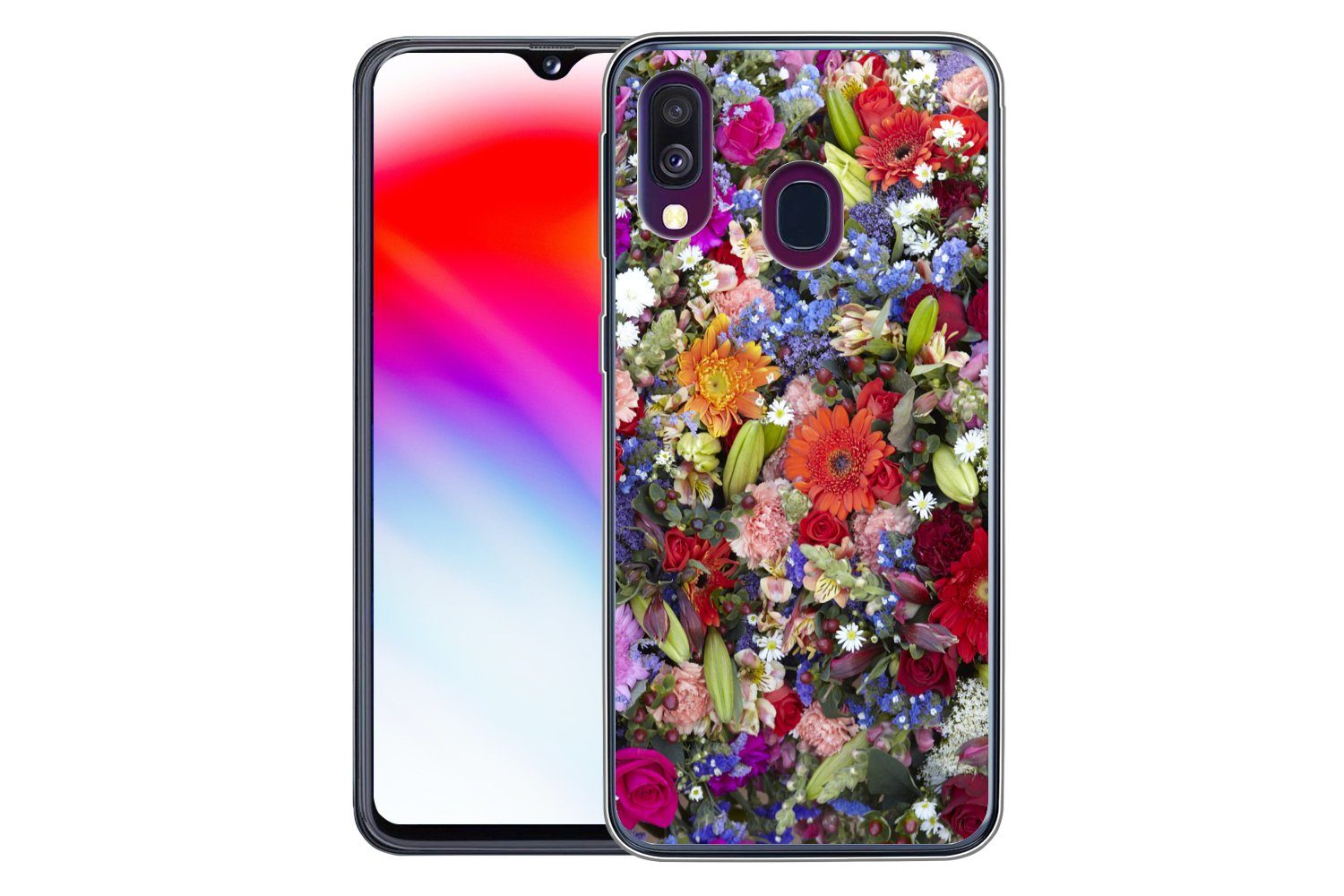 MuchoWow Handyhülle für Samsung Galaxy A40 Ein florales Design mit leuchtenden Farben, Smartphone-Bumper, Print, Handy Schutzhülle Dünn