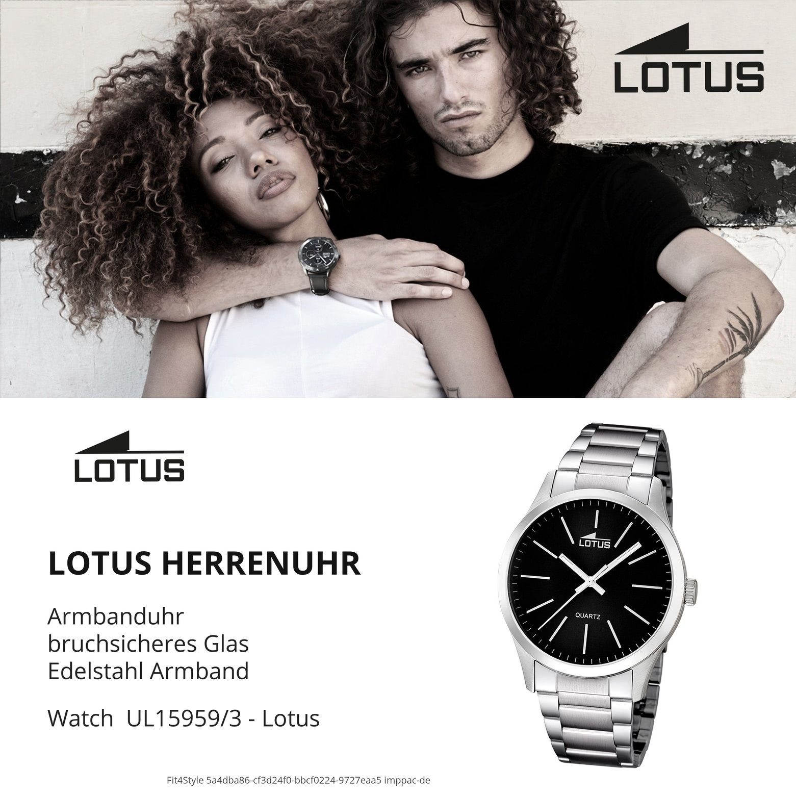 Lotus Quarzuhr Herren Armbanduhr silber Herren Uhr rund, Stahl, Casual Lotus Edelstahlarmband L15959/3