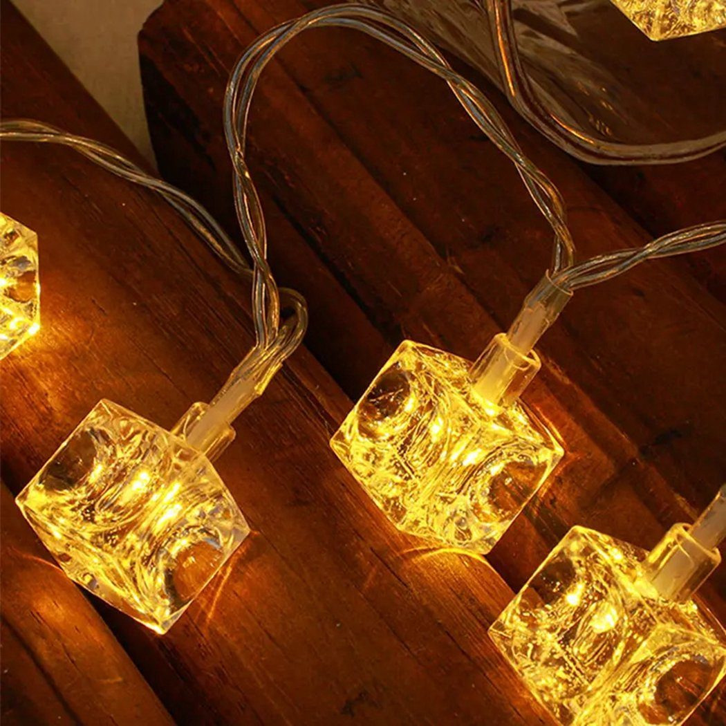 Lichterkette LED-Eiswürfel-Lichterketten warmweißem Partyzubehör TUABUR Licht, 20 mit