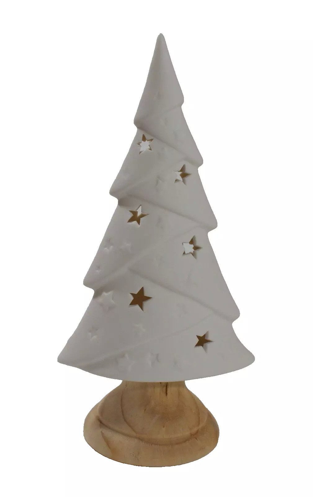 Kaufhaus le petit Weihnachtsfigur Deko Tannenbaum LED + Timer Baum Figur Skulptur Keramik Weihnachtsbaum, Dekofigur, Dekoobjekt, Dekoskulptur, Weihnachtsfigur aus Keramik