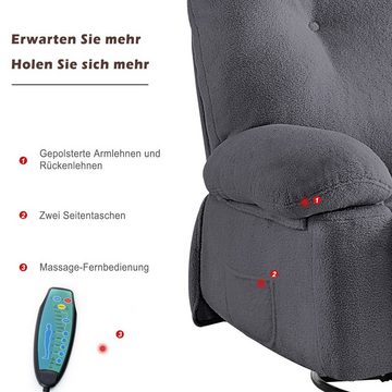 Merax TV-Sessel mit 360° Drehfunktion und Timer, Relaxsessel mit Fernbedienung, Massagessel elektrisch mit Vibration und Wärmefunktion, Fernsehsessel