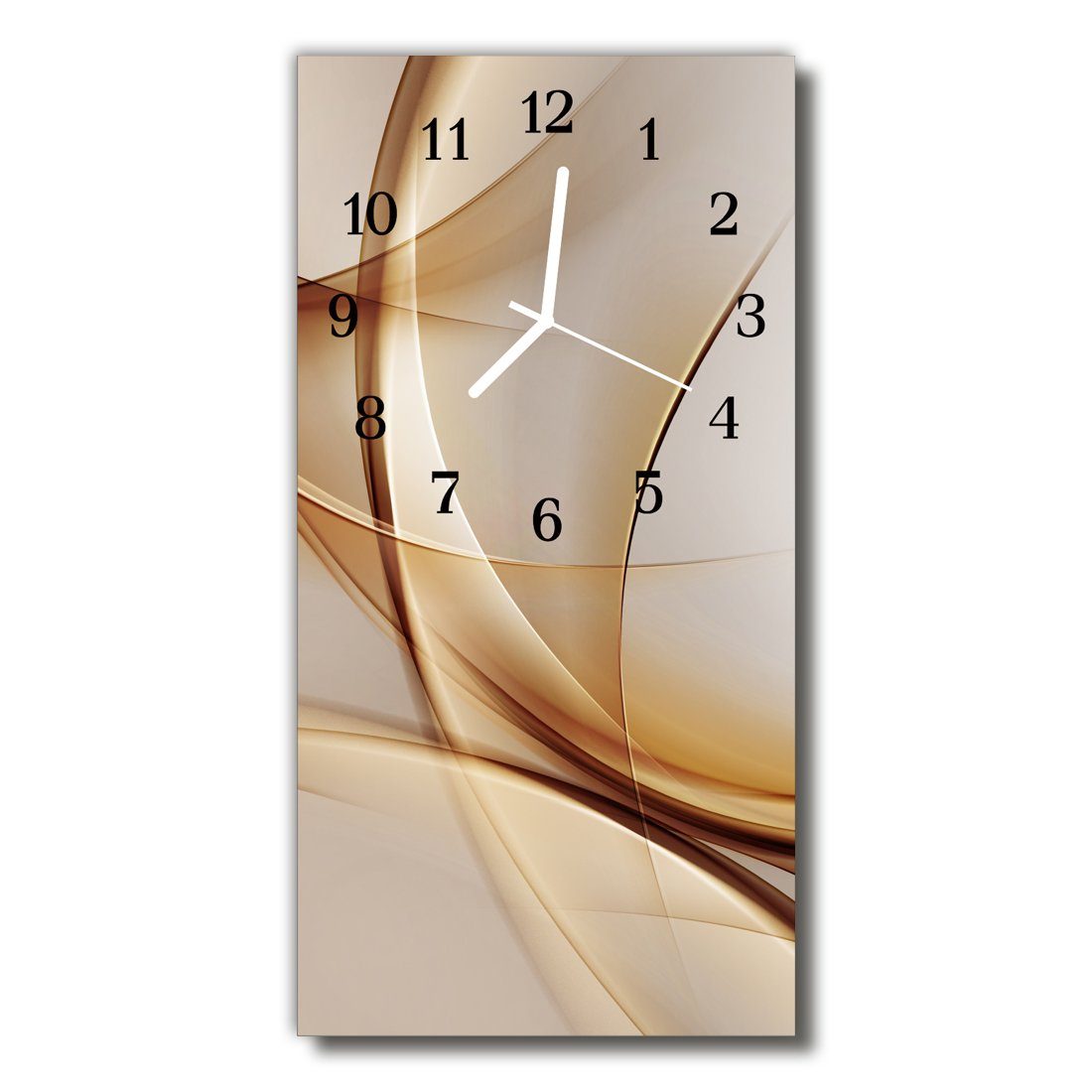 Tulup Wanduhr Glasuhr Uhr Küchenuhr Echt-Glas 30 cm x 60 cm - Abstrakt Beige