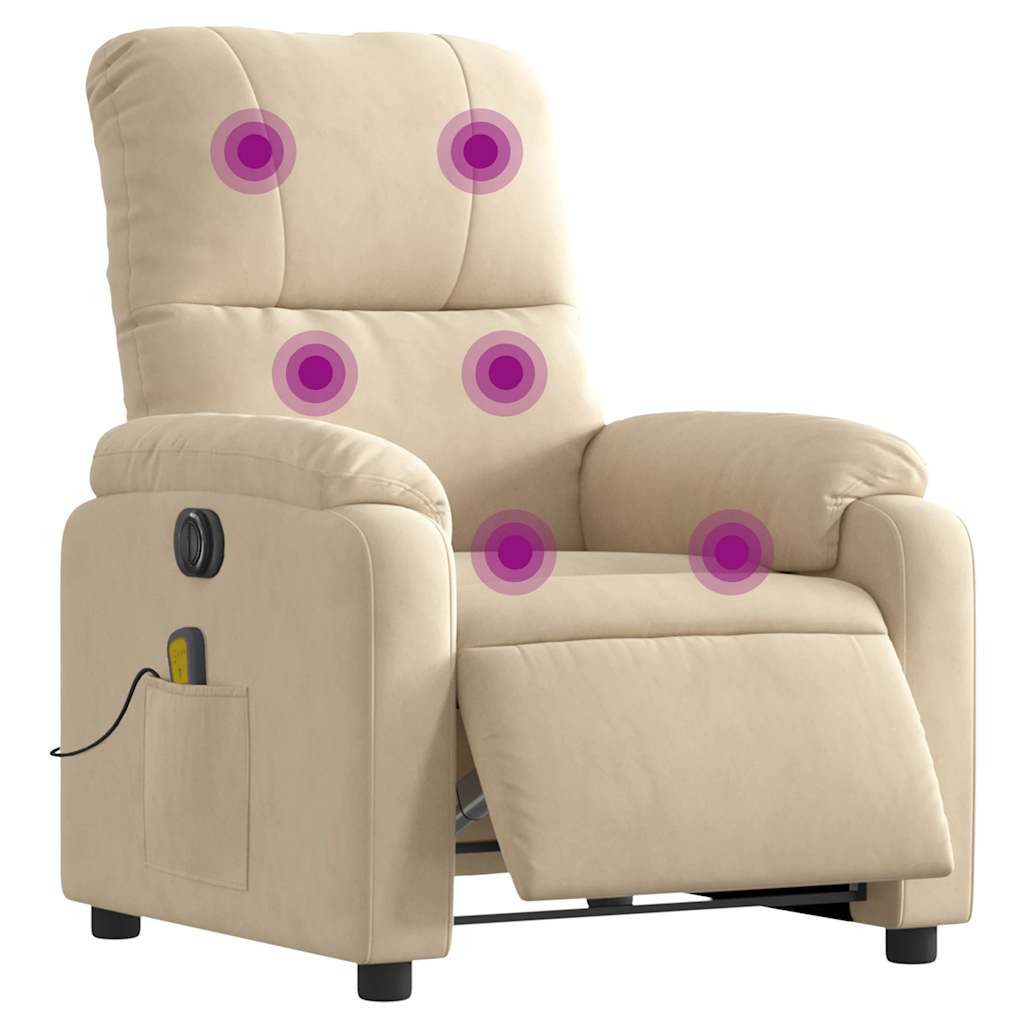 vidaXL Sessel Massagesessel Elektrisch Creme Mikrofasergewebe günstig online kaufen