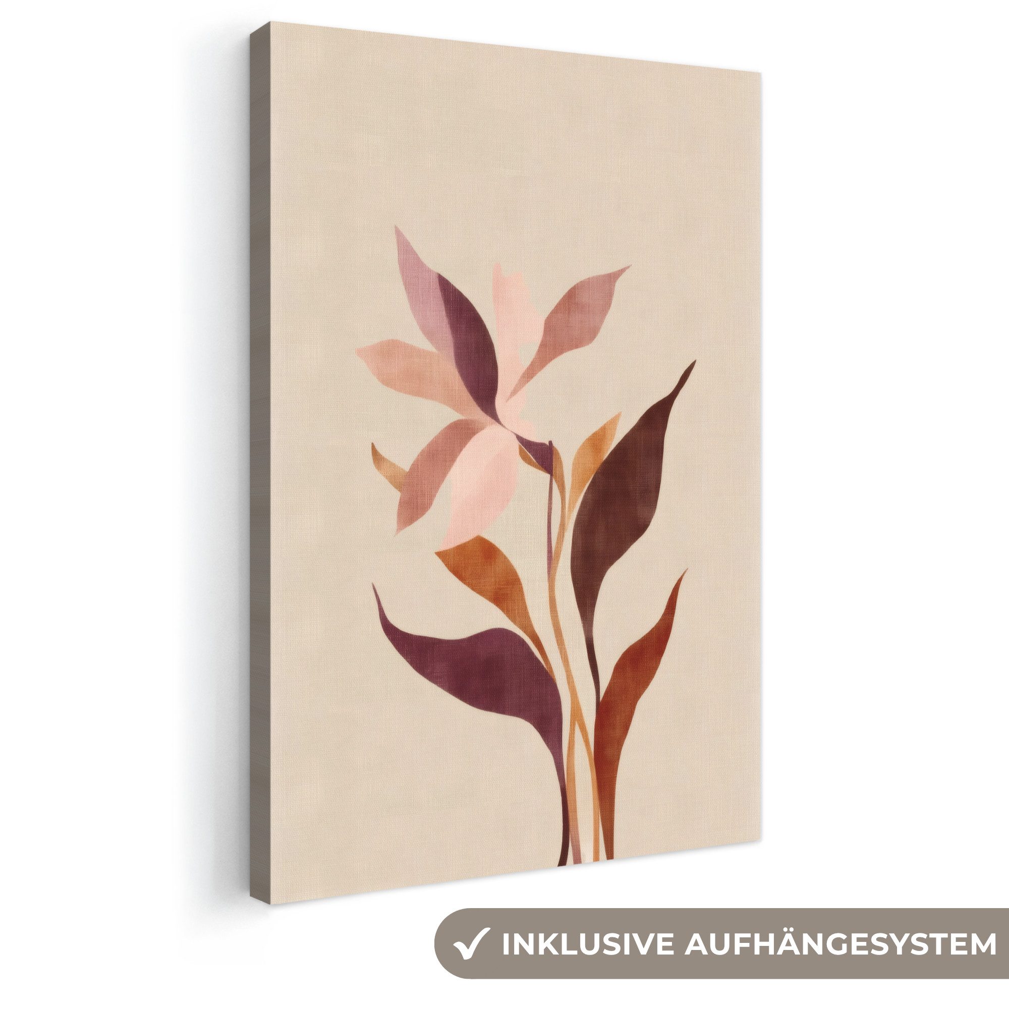 OneMillionCanvasses® Leinwandbild Blumen - Blütenblätter - Minimalistisch - Rosa, Fotodruck (1 St), Leinwand Canvas Wandbild, Wanddekoration 20x30 cm