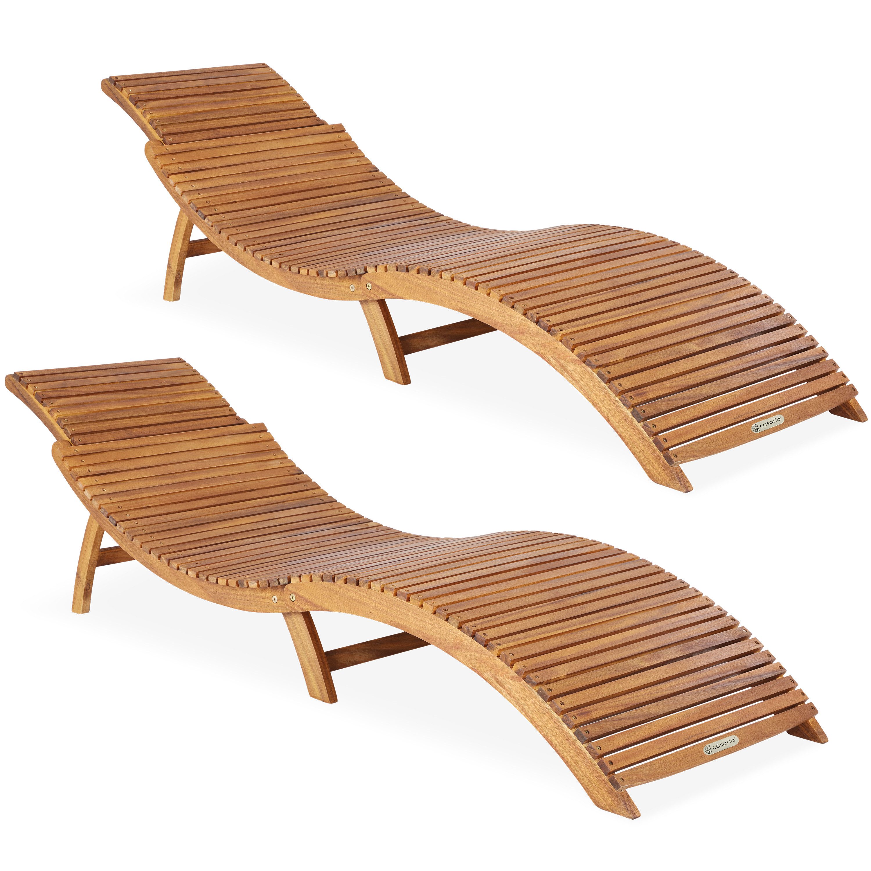 Casaria Gartenliege Braun, Holz Gartenliege FSC®-zertifiziert günstig online kaufen