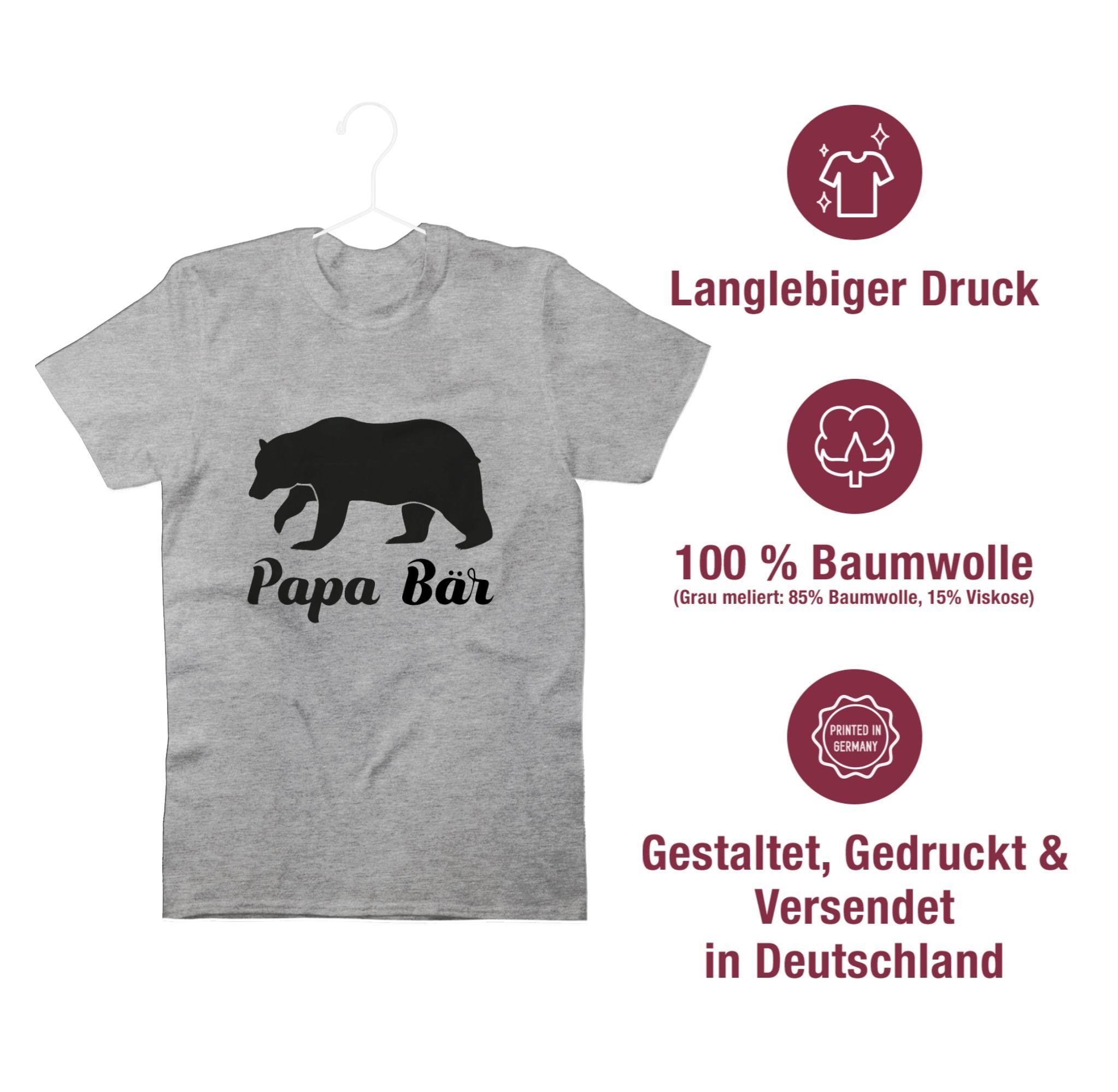Geschenk Vatertag T-Shirt 2 für Grau Bär Shirtracer meliert Papa Papa