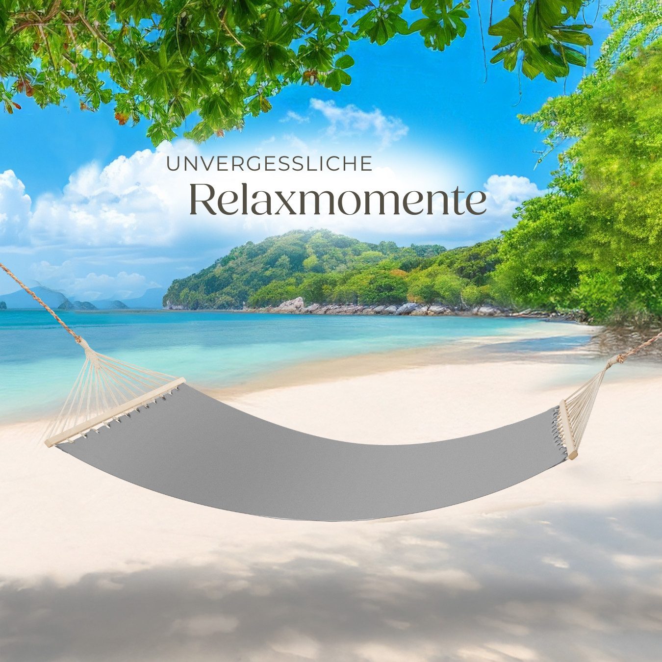 tectake Hängematte Hammock Eden, mit Spreitzstäben, für 2 Personen