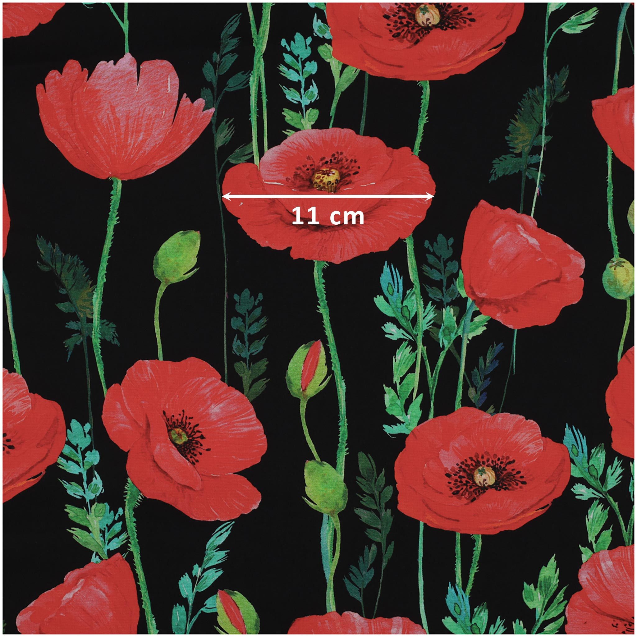 maDDma Stoff Baumwollstoff Mohnblumen 146cm Popeline Sommerstoff Meterware