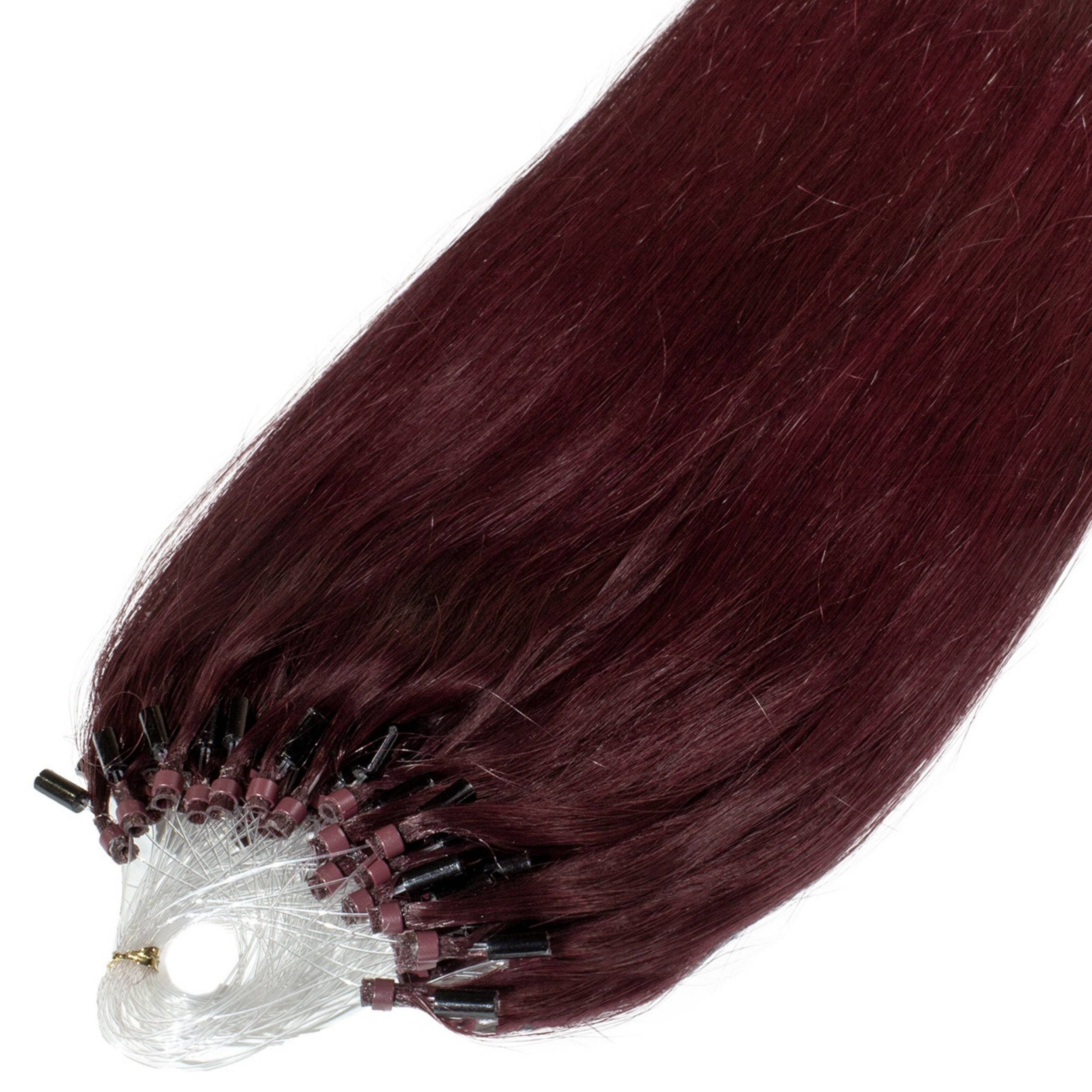 hair2heart Echthaar-Extension Premium Microring Extensions #55/66 Hellbraun Violett 40cm