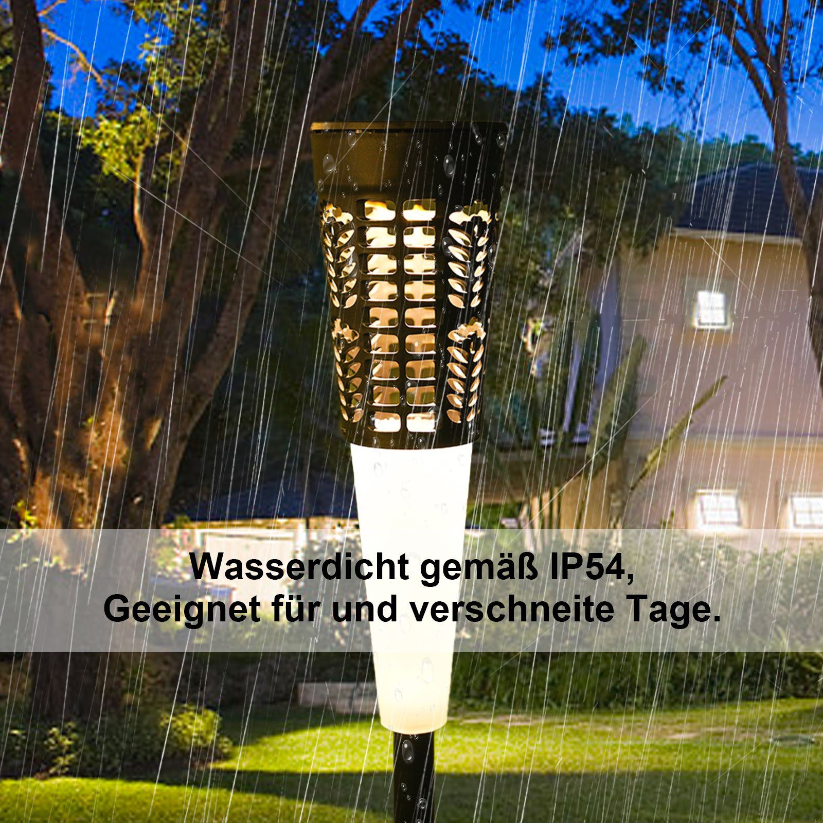Rosnek LED Gartenleuchte 4 Deko für wasserdicht, Stück, Warmweiß, Farbwechsel/Warmweiß, Rasen, Solar, Gartenweg Landschaft RGB, Hinterhof