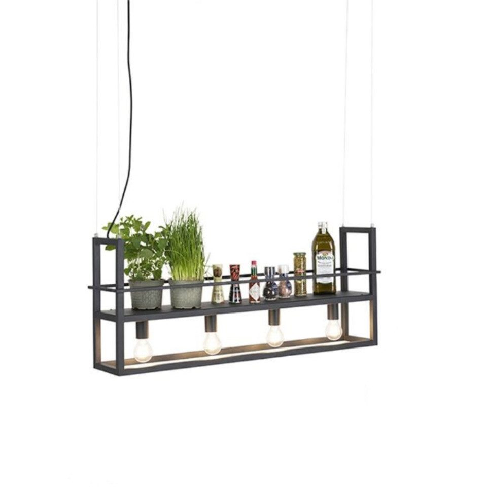 Qazqa Pendelleuchte Cage rack, Dimmbar, LED wechselbar, Extra-Warmweiß, QAZQA Hängeleuchte, e27, Schwarz, Stahl, Industrie