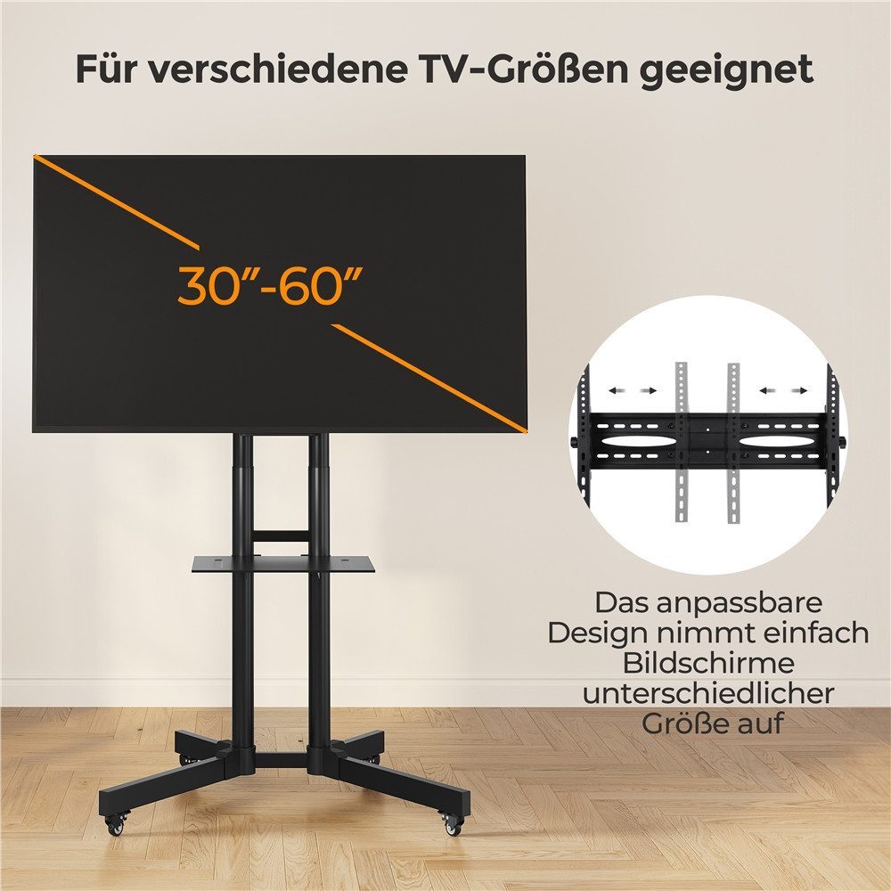 Yaheetech TV-Ständer Mobile TV-Halterung mit Doppelstangen, (bis 60 Zoll, Mobile TV Standfuß für 30 – 60 Zoll LCD LED OLED Plasma Fernseher) – Bild 5 von 5