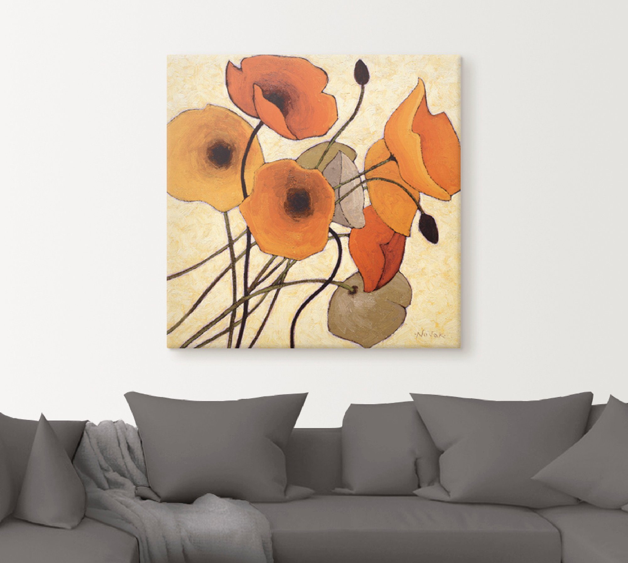 Artland Leinwandbild Kürbismohn II, Blumen (1 St), auf Holzrahmen gespannt