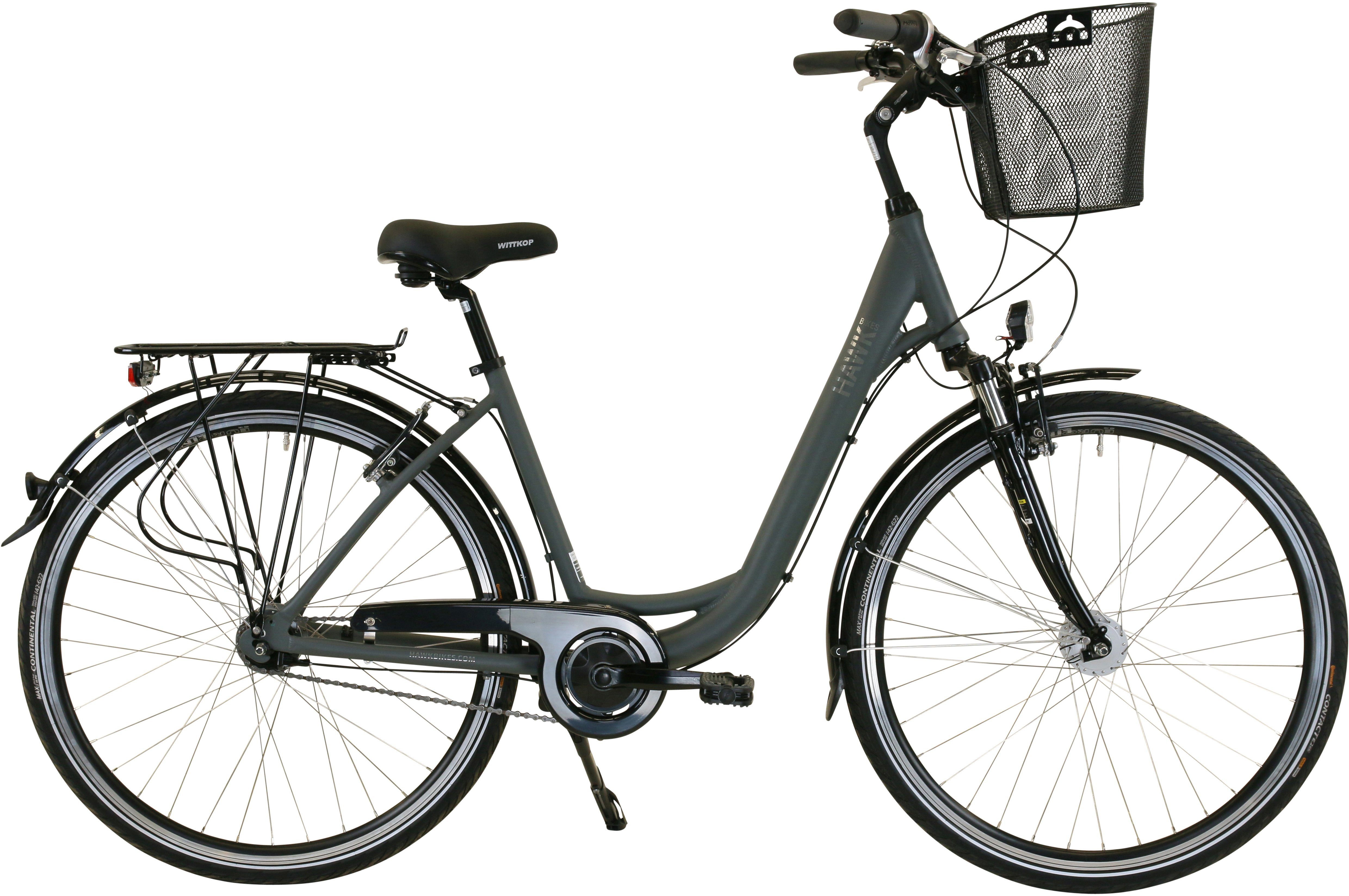 HAWK Bikes Cityrad HAWK City Wave Deluxe Plus Grey, 7 Gang Shimano Nexus Schaltwerk