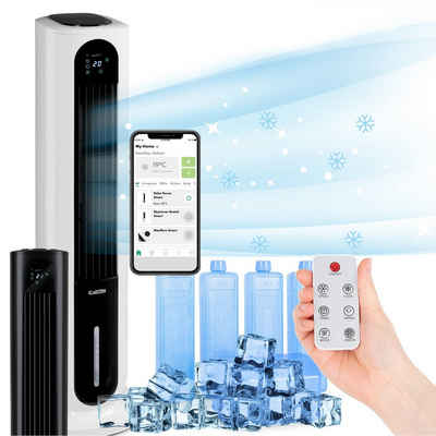 Klarstein Ventilatorkombigerät Polar Tower Smart Ventilator, mit Wasserkühlung & Eis mobil Klimagerät ohne Abluftschlauch