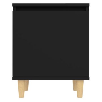 furnicato Nachttisch mit Massivholz-Beinen Schwarz 40x30x50 cm