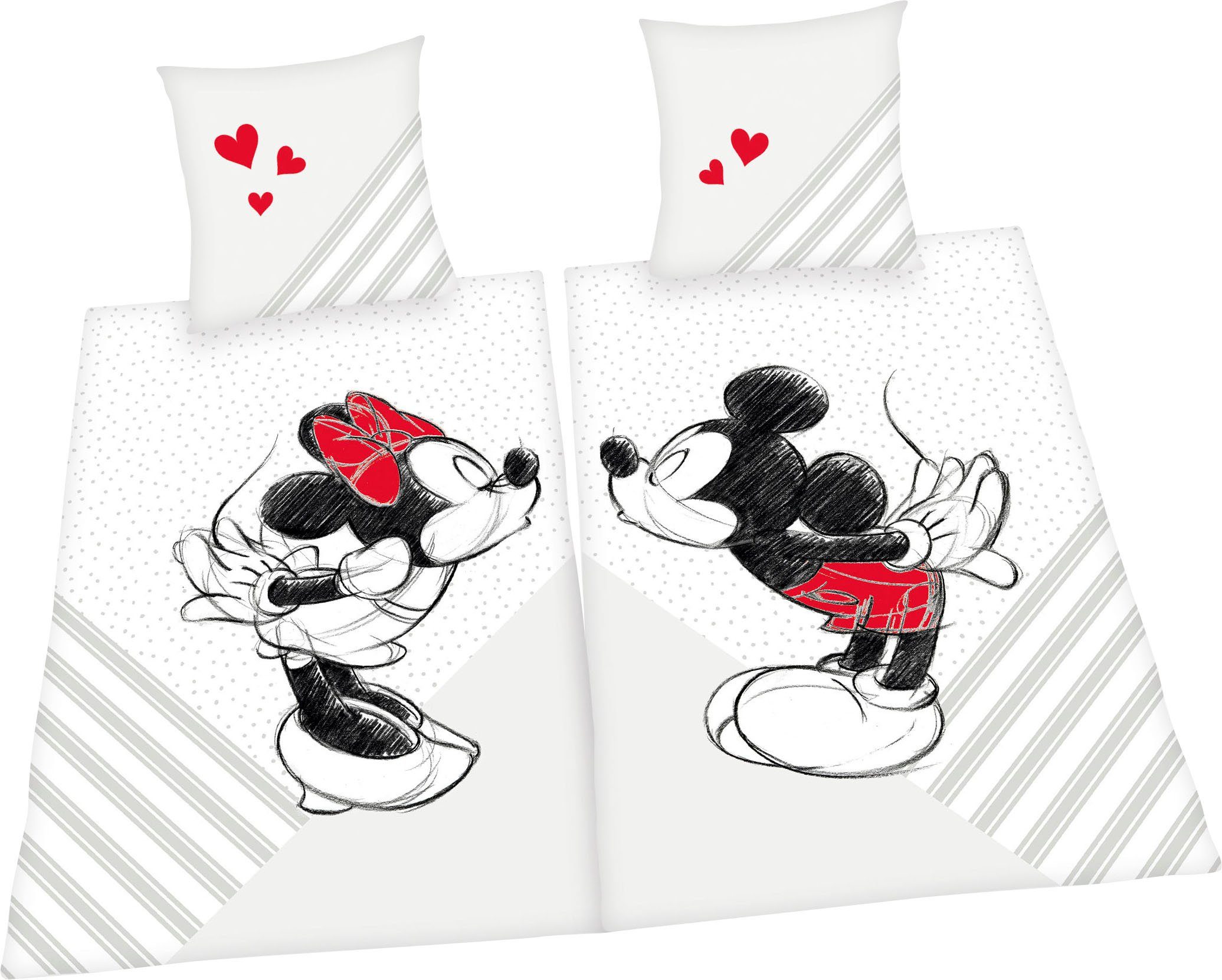 Partnerbettwäsche »Disney´s Mickey und Minnie Mouse«, Disney, Partnerbettwäsche bestehend aus 1x Minnie Mouse Bettwäsche und 1x Mickey Mouse Bettwäsche-HomeTrends