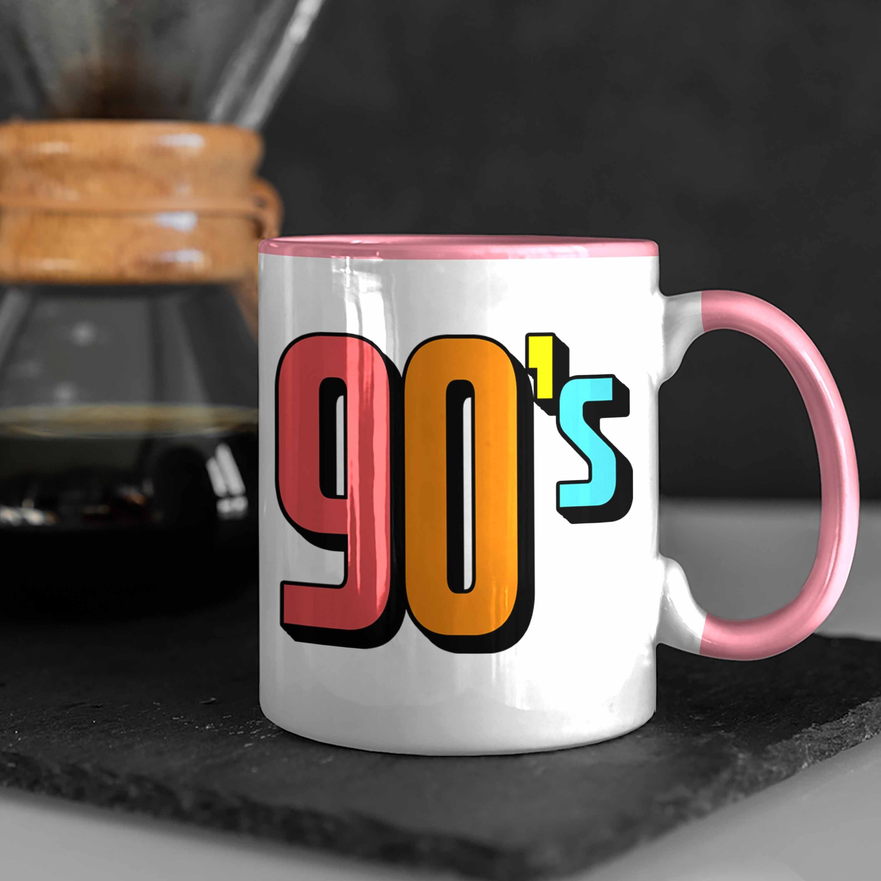 Rosa Retro Tasse - "90's" Trendation Jahre 90er Nostalgiker Tasse Geschenk für