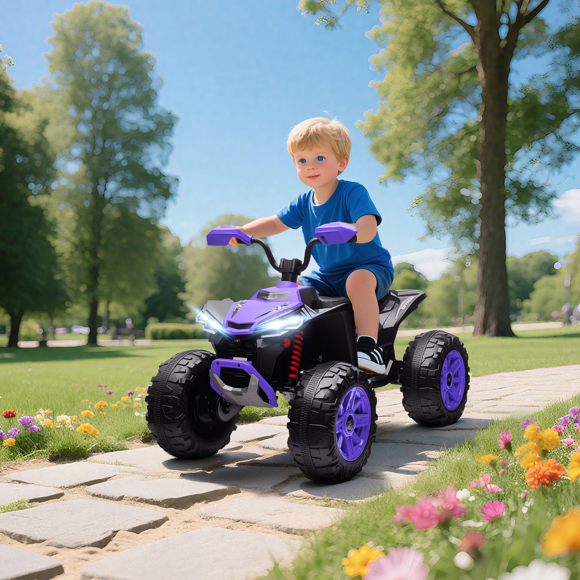 AIYAPLAY Elektro-Kinderquad 24V Elektro-Fahrzeug, 6,5 km/h Geschwindigkeit, Belastbarkeit 50 kg, (1-tlg), für 3-8 Jahre, Violett