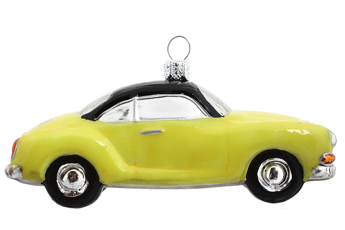 Hamburger Weihnachtskontor Christbaumschmuck VW Karmann Ghia gelb, Dekohänger - mundgeblasen - handdekoriert