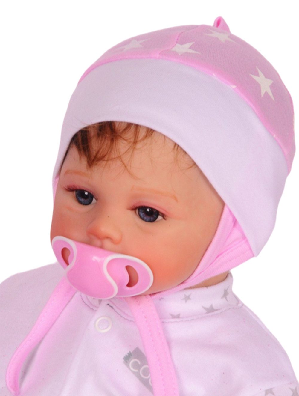 Erstlingsmütze Mütze für Neugeborene Babymütze Baby Haube in Rosa mit Sternen