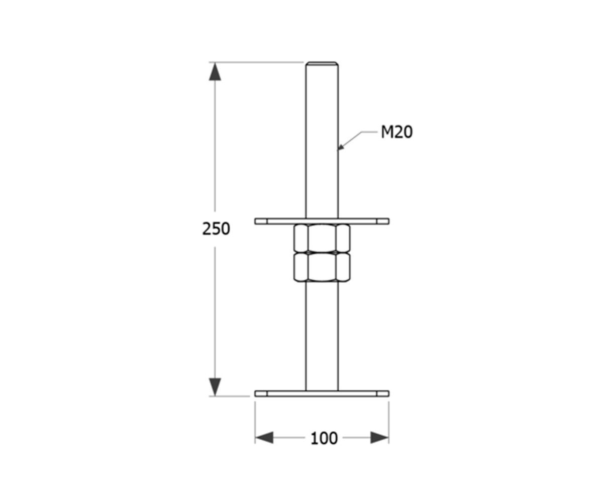 Systafex® Pfostenträger Pfostenträger 100x250mm Stützenfuß Bodenfuß Betonfuss Höhenverstellbar, (1-St), verzinkt