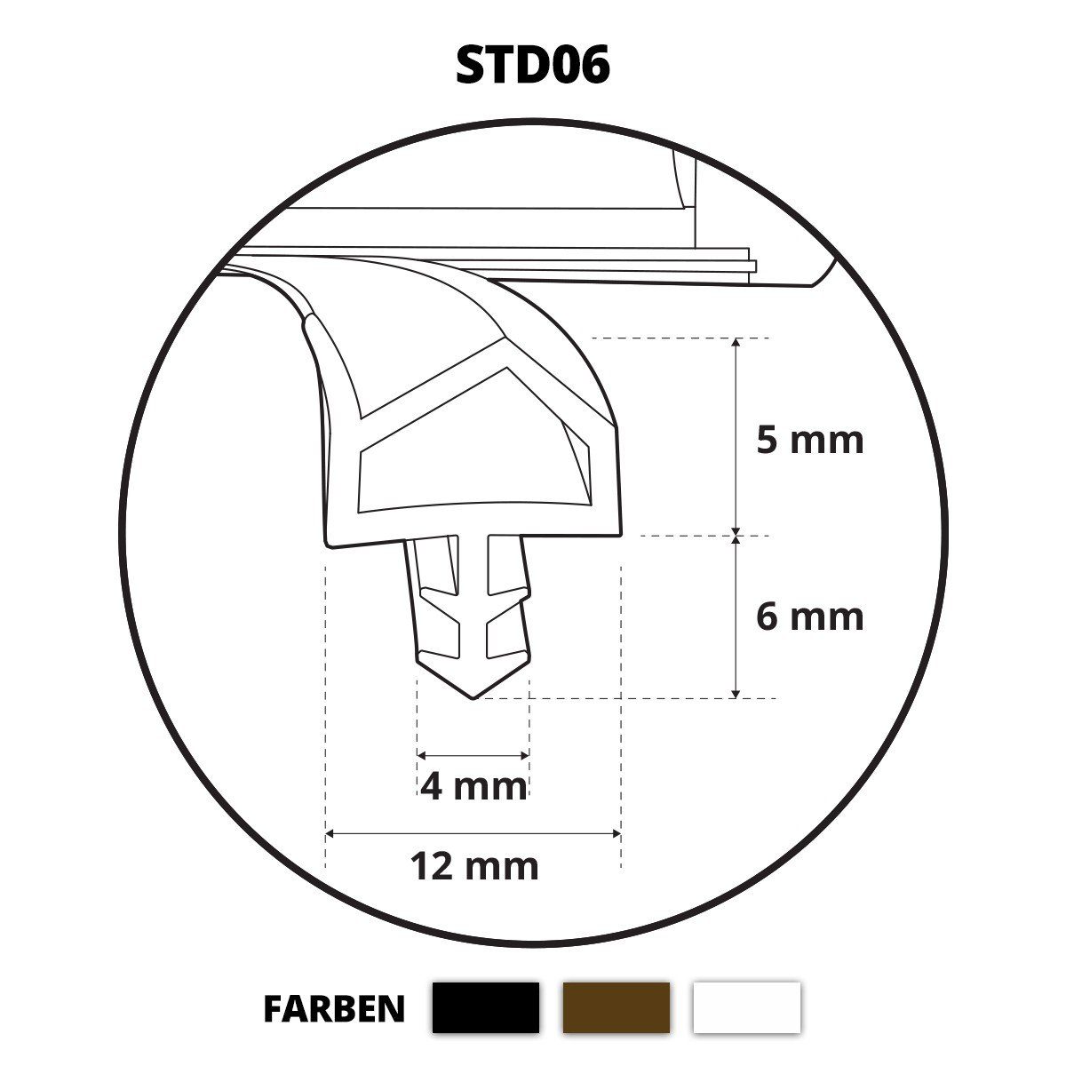 STEIGNER Türdichtband STD06 Türdichtung, Zimmertürdichtung Gummidichtung Türzargendichtung Türanschlagdichtung