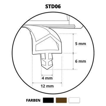 STEIGNER Türdichtband STD06 Türdichtung, Zimmertürdichtung Gummidichtung Türzargendichtung Türanschlagdichtung