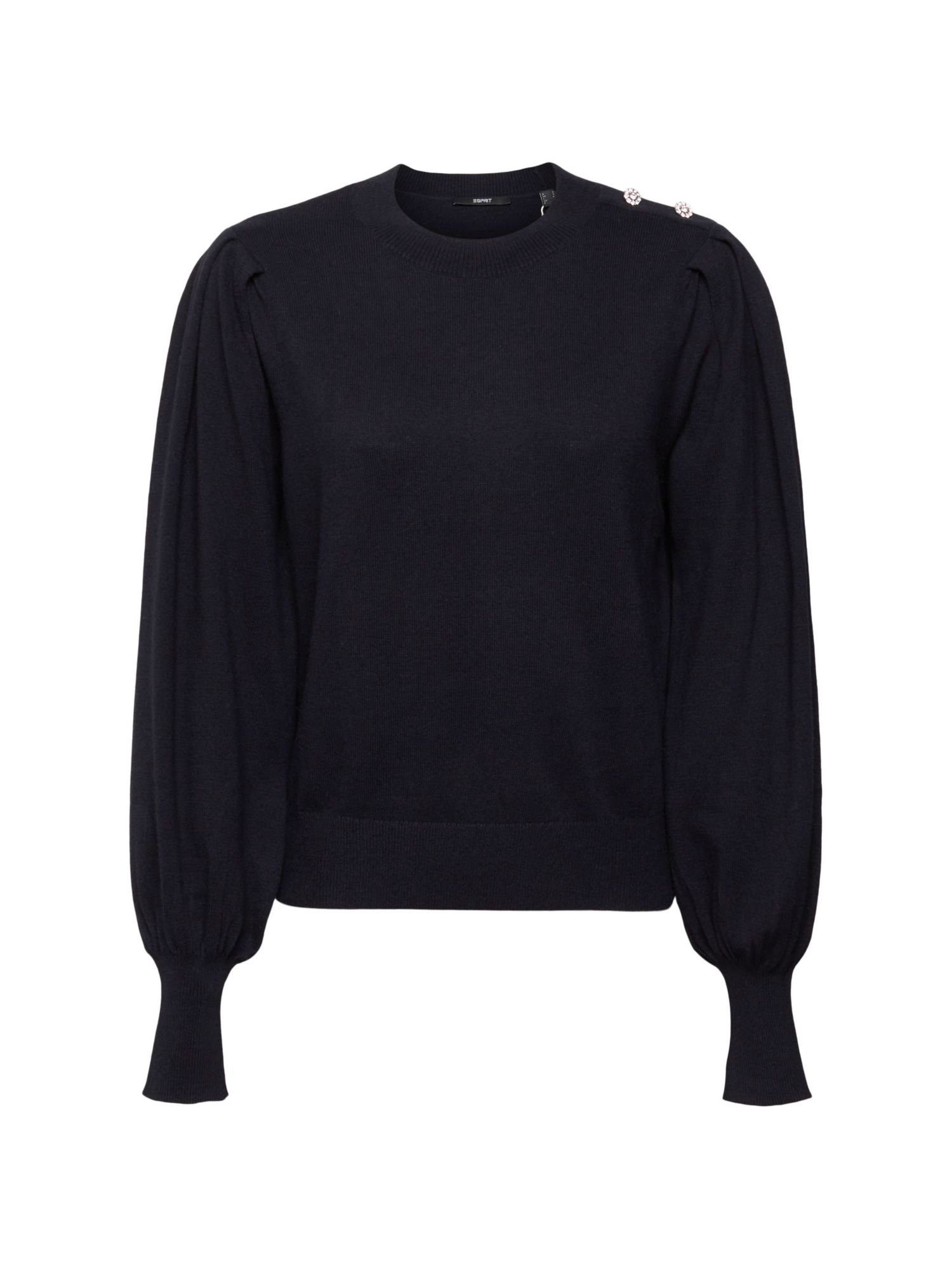 Esprit Collection Rundhalspullover Pullover mit Schmuckknöpfen BLACK