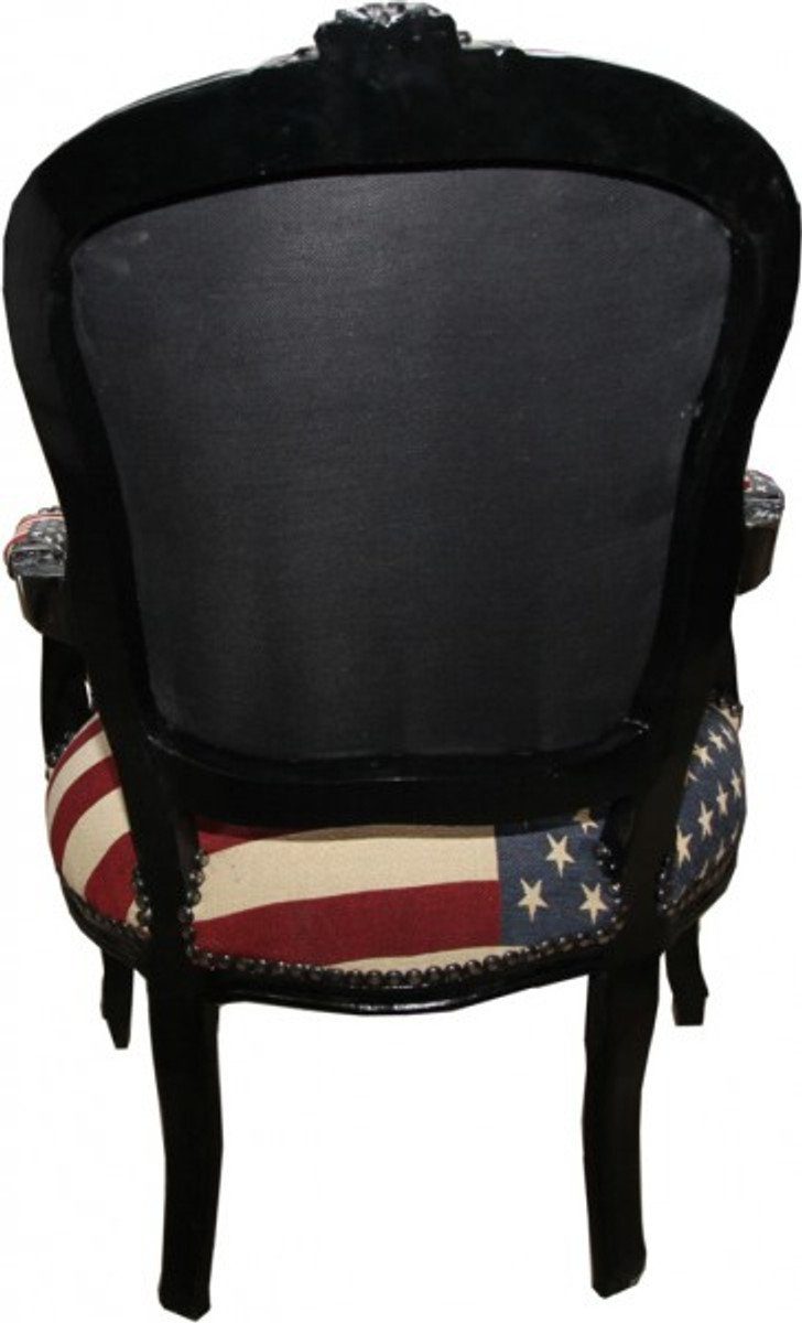 Casa Padrino Design USA Barock Schwarz Besucherstuhl / - USA Style Stuhl Salon