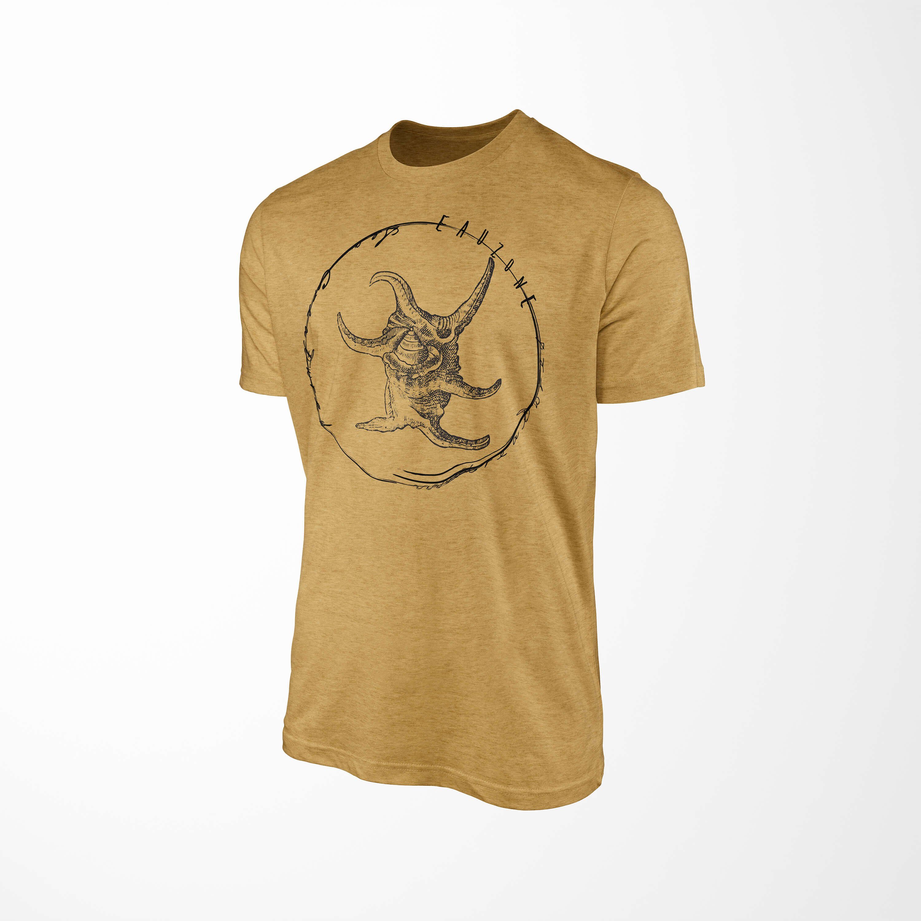 Schnitt T-Shirt T-Shirt Antique feine und Serie: Gold 043 Sea Struktur sportlicher Art Sea Tiefsee Sinus Creatures, Fische / -