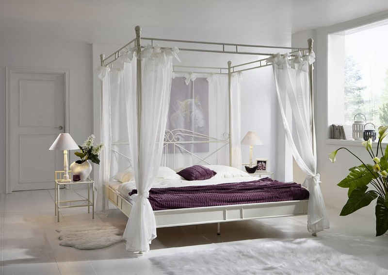 SAM® Himmelbett »Falun«, Doppelbett, inklusive Vorhang, optimaler Liegekomfort und perfekte Einstiegshöhe, Metallrahmen in schwarz