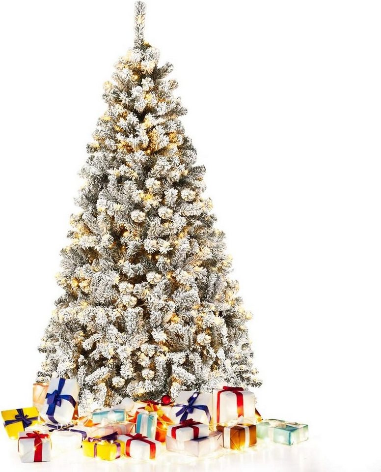 Künstlicher Weihnachtsbaum Mit Schnee Und Beleuchtung KOMFOTTEU Künstlicher Weihnachtsbaum, mit LED-Beleuchtung & Schnee, 180 cm