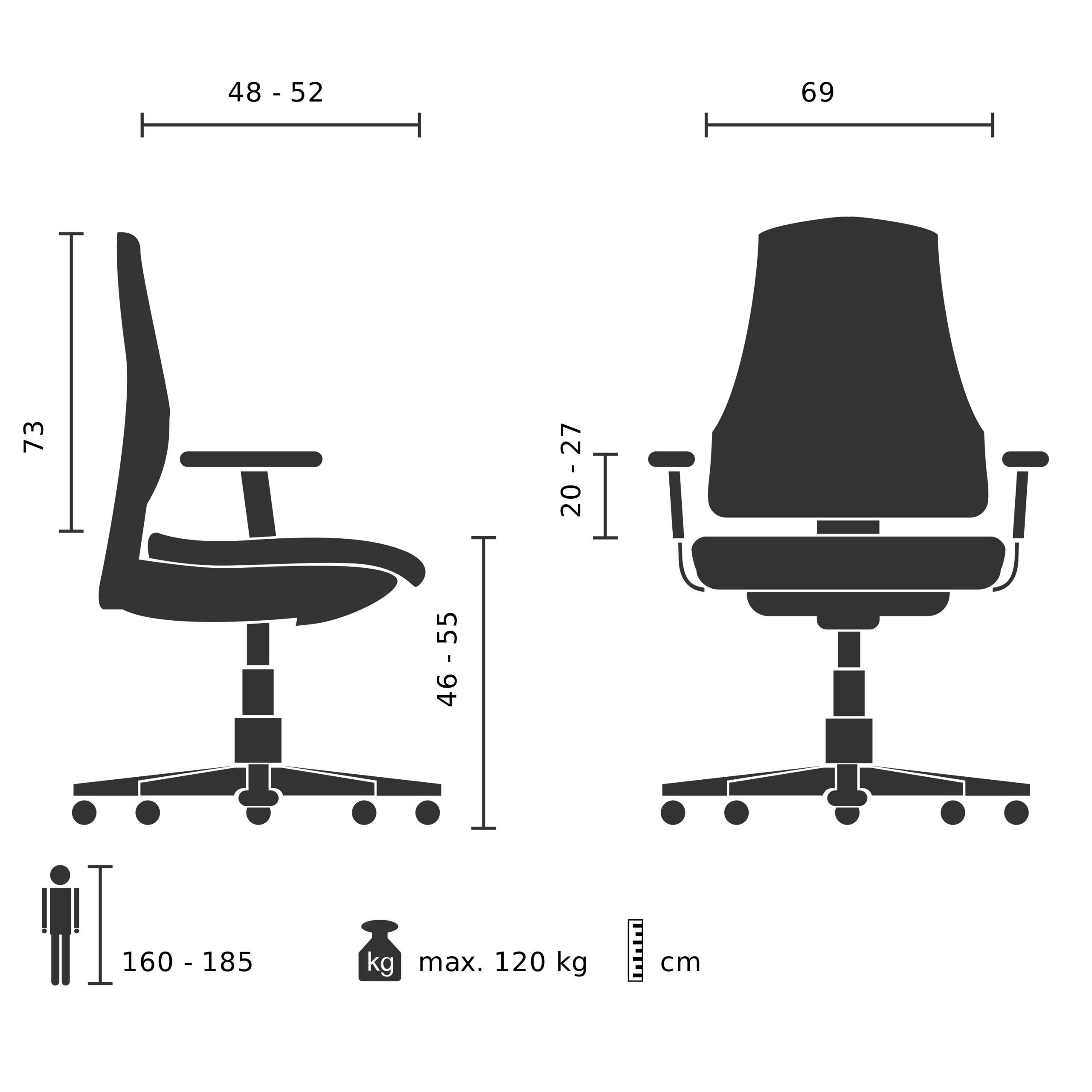 hjh OFFICE Drehstuhl Profi Bürostuhl Azurro B Stoff / Netzstoff (1 St), Ergonomischer Chefsessel, Schreibtischstuhl höhenverstellbar