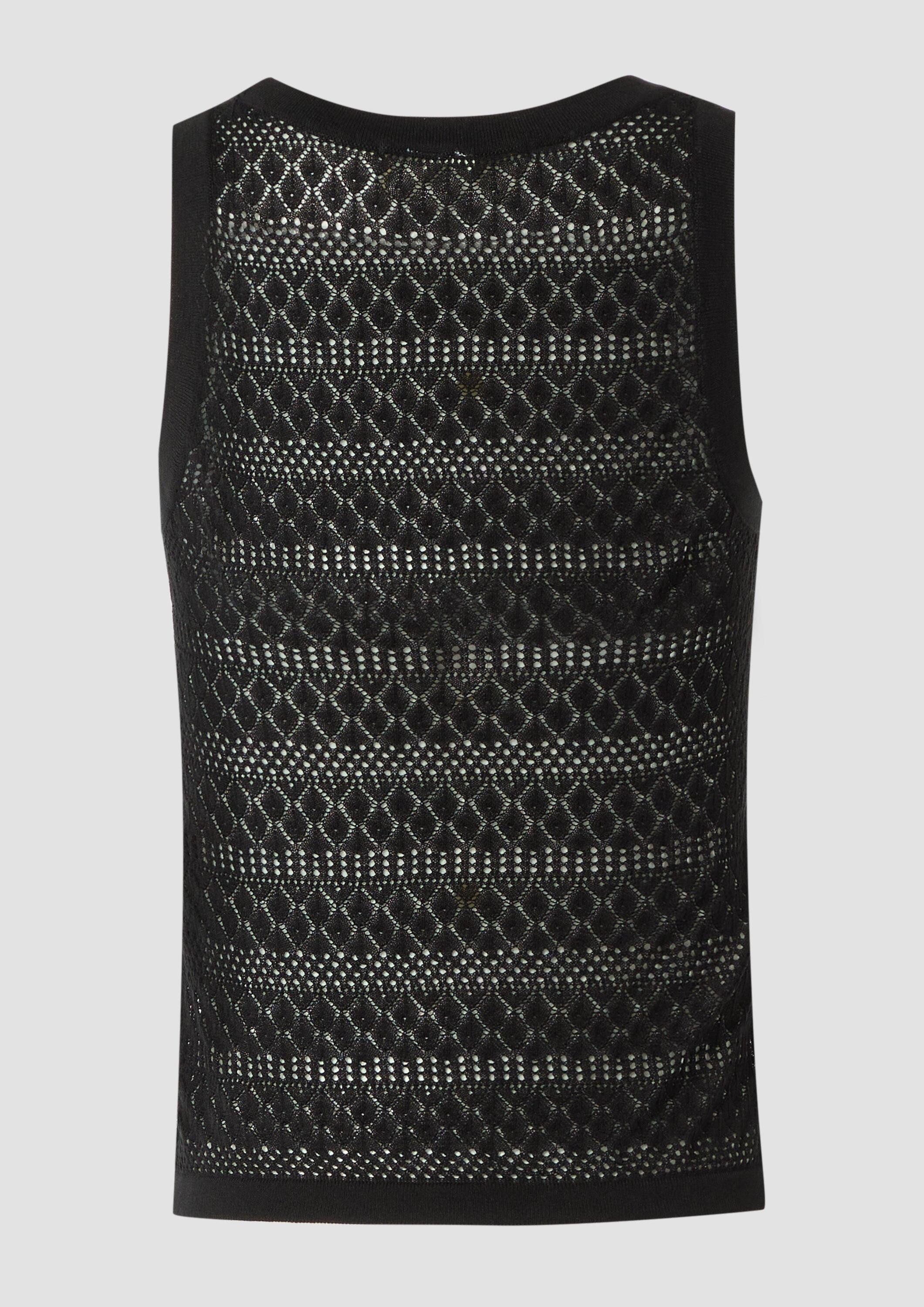 QS Muskelshirt Strickpullunder Transparentes Feinstrick-Top mit Ajourmuster