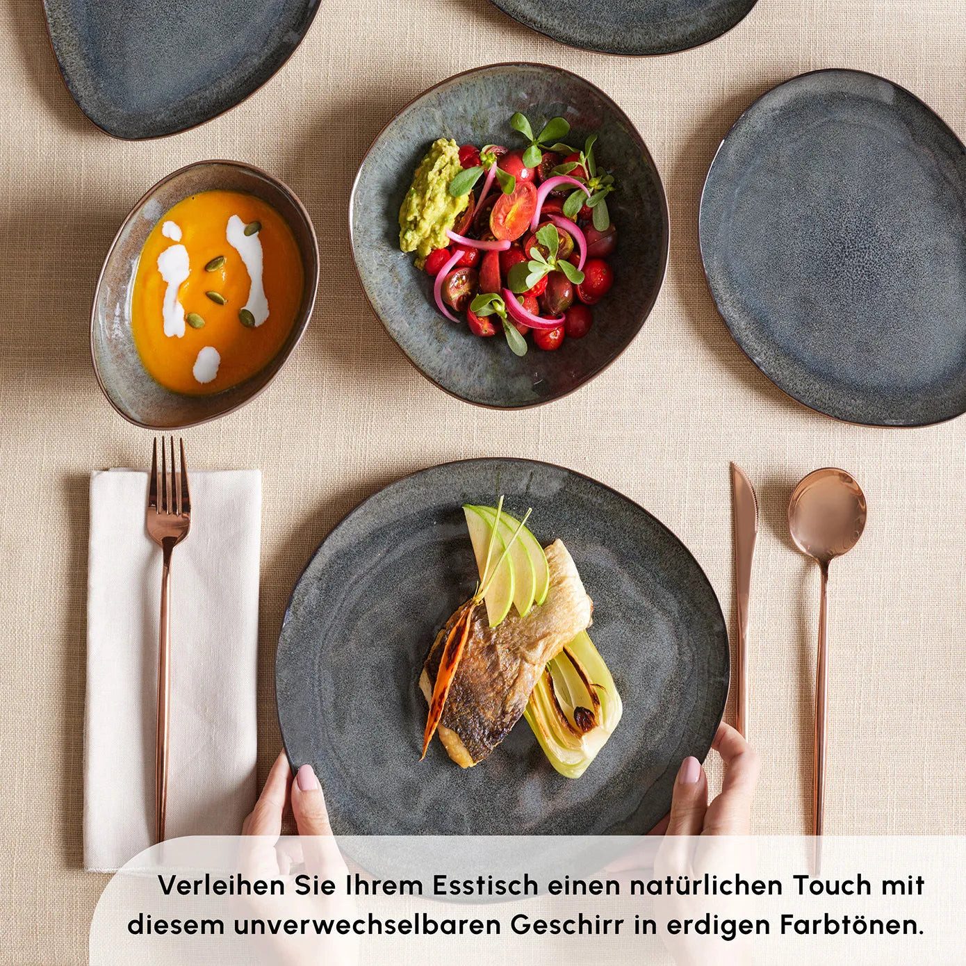 Karaca Geschirr-Set Karaca Earth Collection Bon Reaktiv 24-teiliges Geschirrset 6 Personen (24-tlg), 6 Personen, Steinzeug – Bild 5 von 5